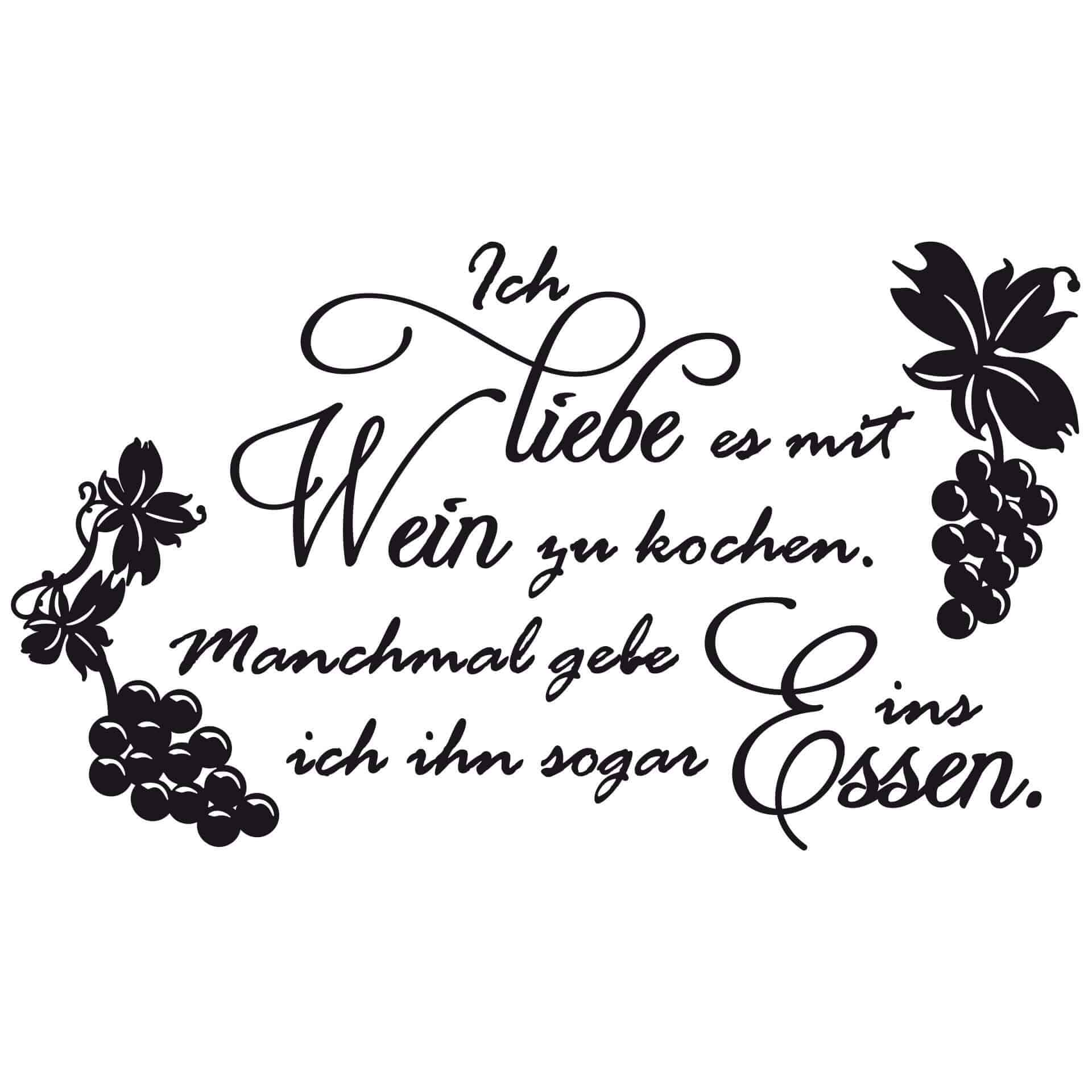 Wandtattoo Ich liebe es mit Wein zu kochen...