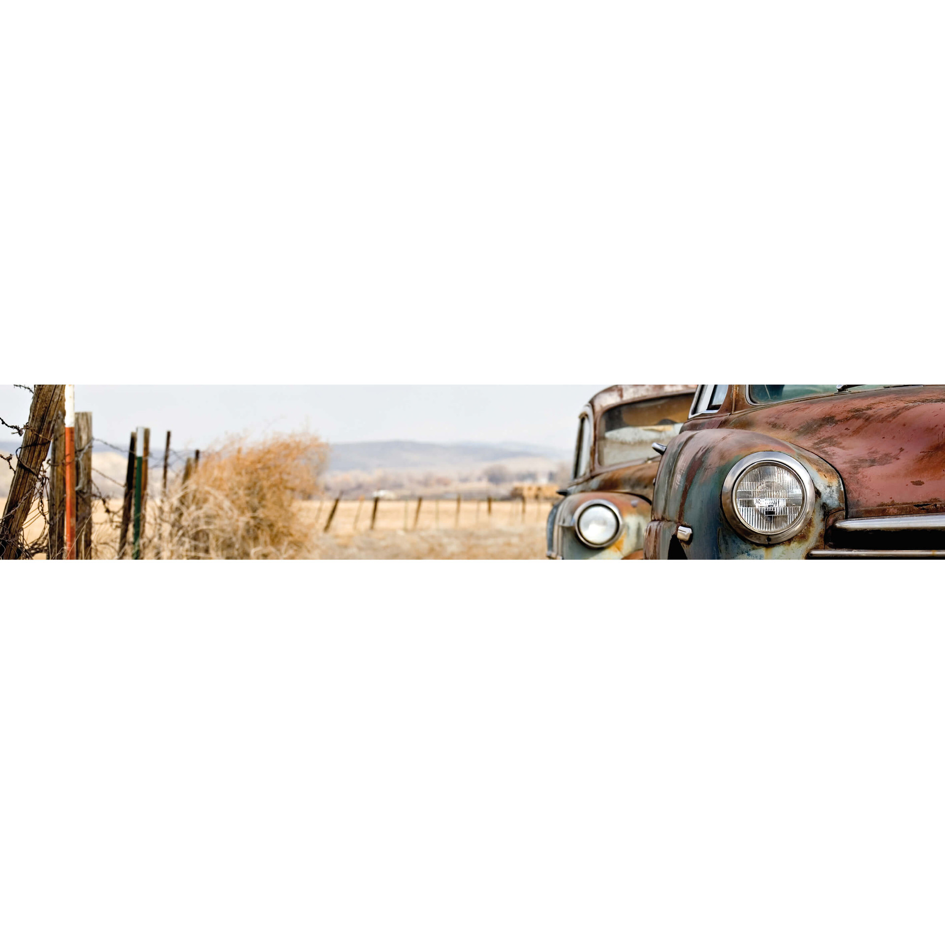 Fotobehang Oude Roestige Auto's - Panorama