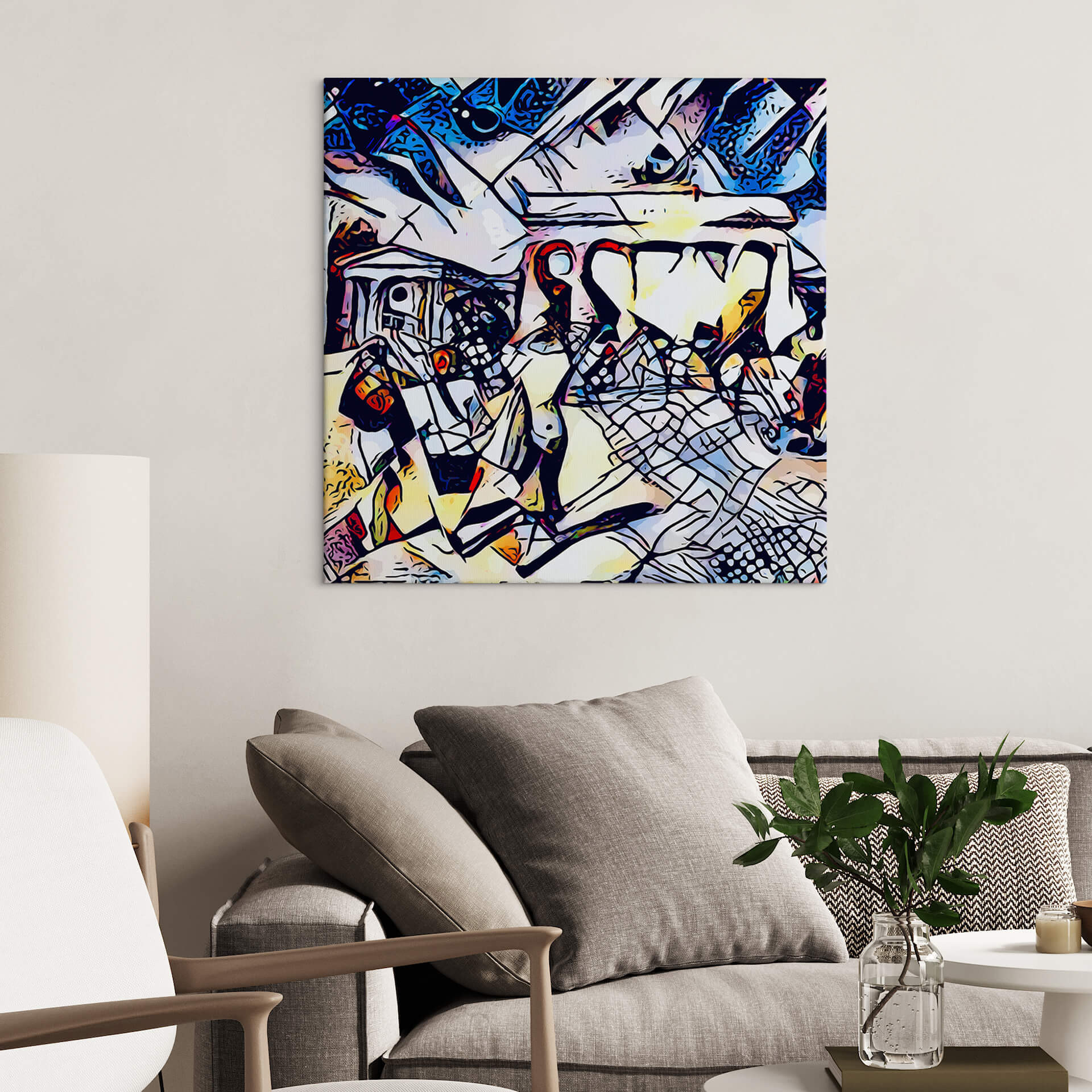 Obraz na płótnie Zamart - Kandinsky spotyka Berlin błękitne niebo - Kwadrat