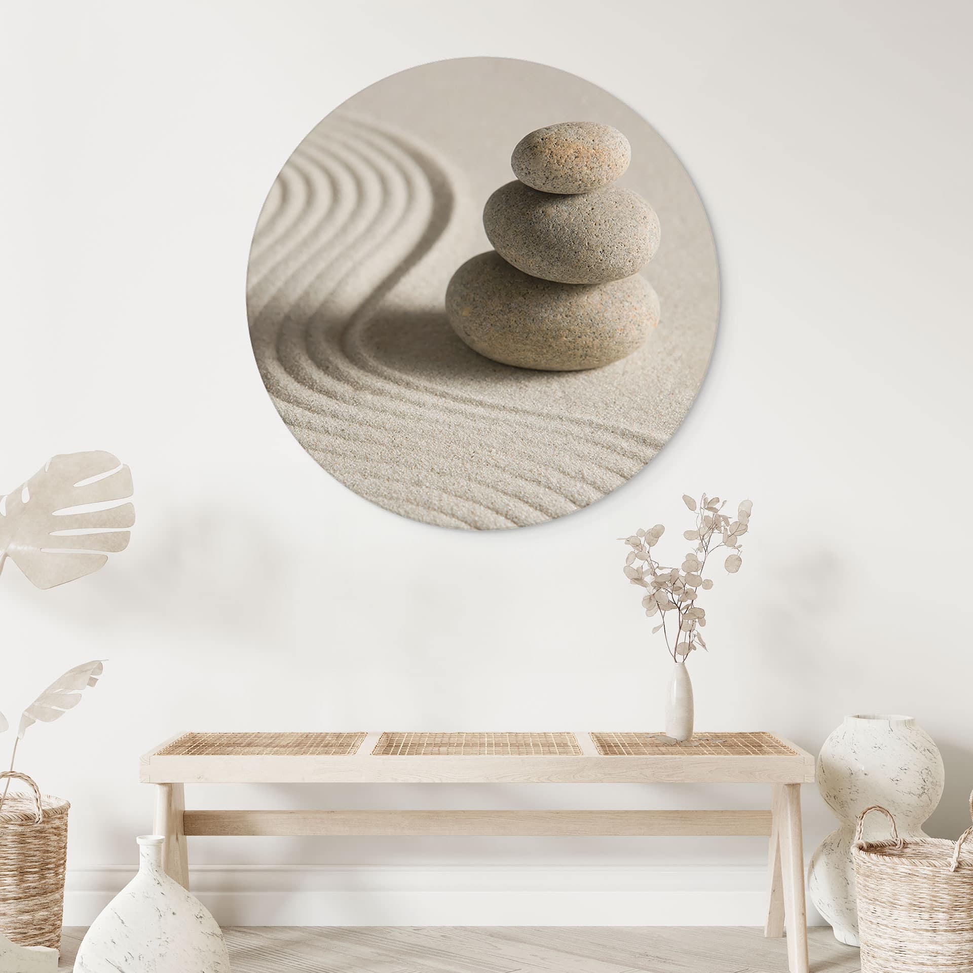 Billede Stone in Sand 2 - rund – print på aluminium (Alu-Dibond)