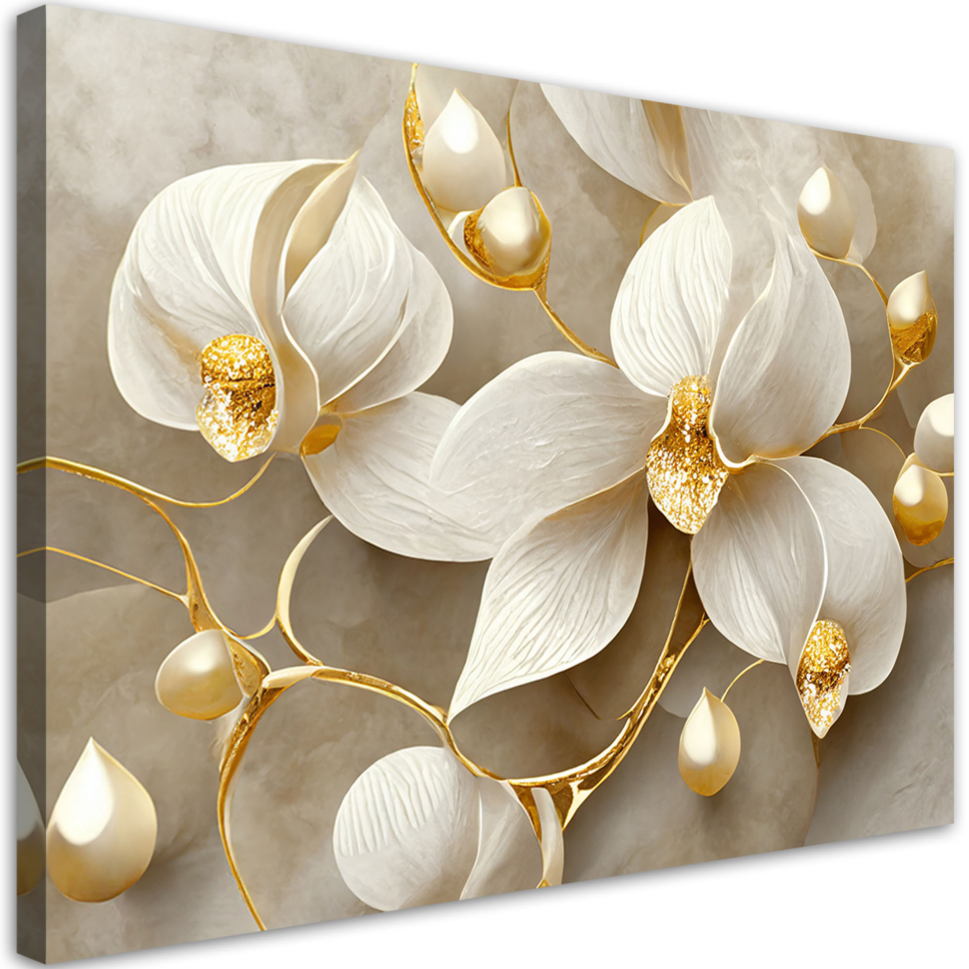 Canvasbillede, orkidé glamour guld