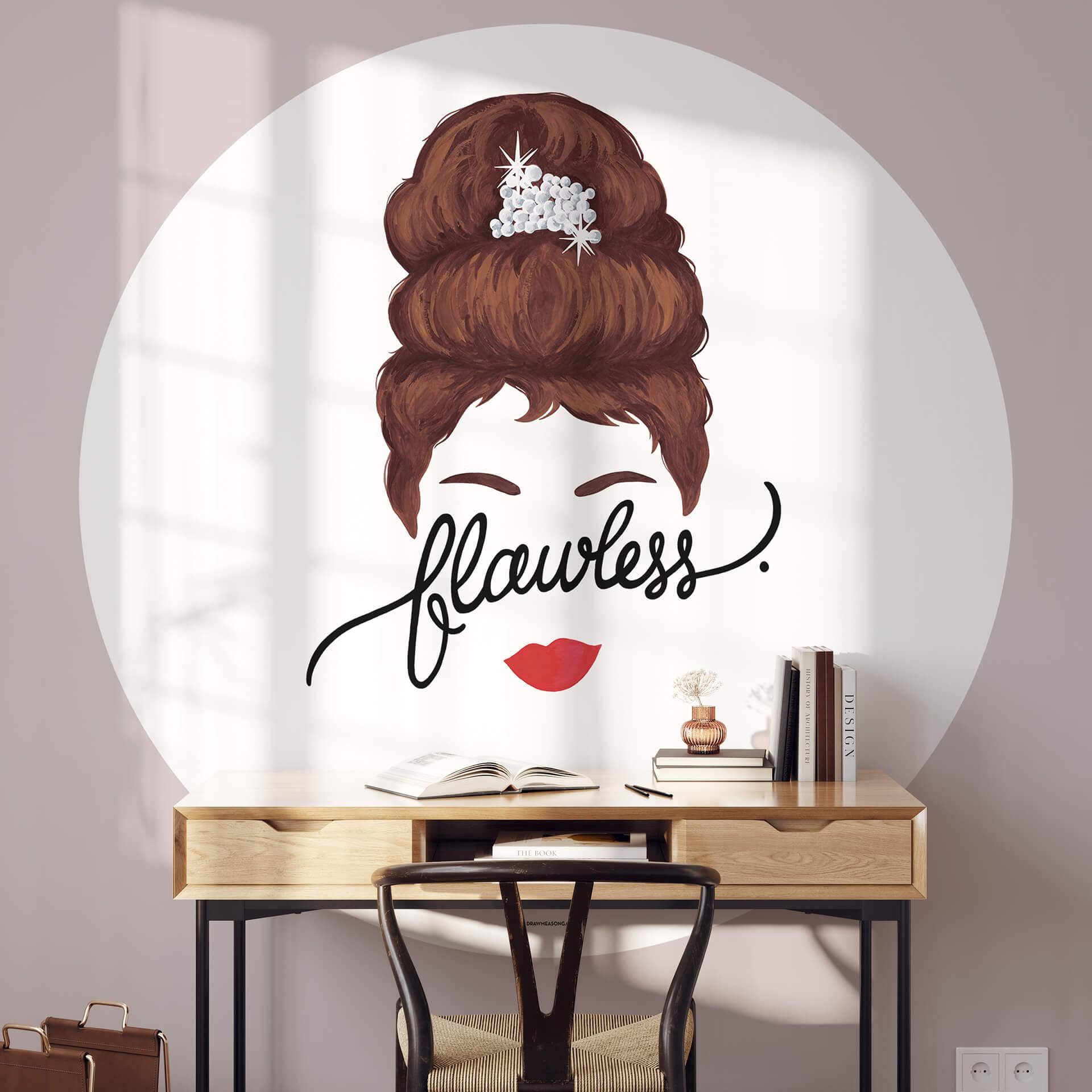 Behangcirkel Tohmé - Flawless Audrey - vliesbehang/zelfklevend vliesbehang