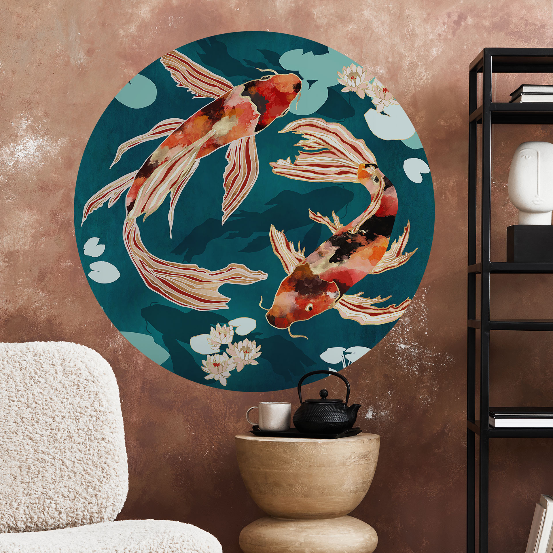 Wandtattoo Zwei Kois im Teich - SpaceFrog Designs - Rund