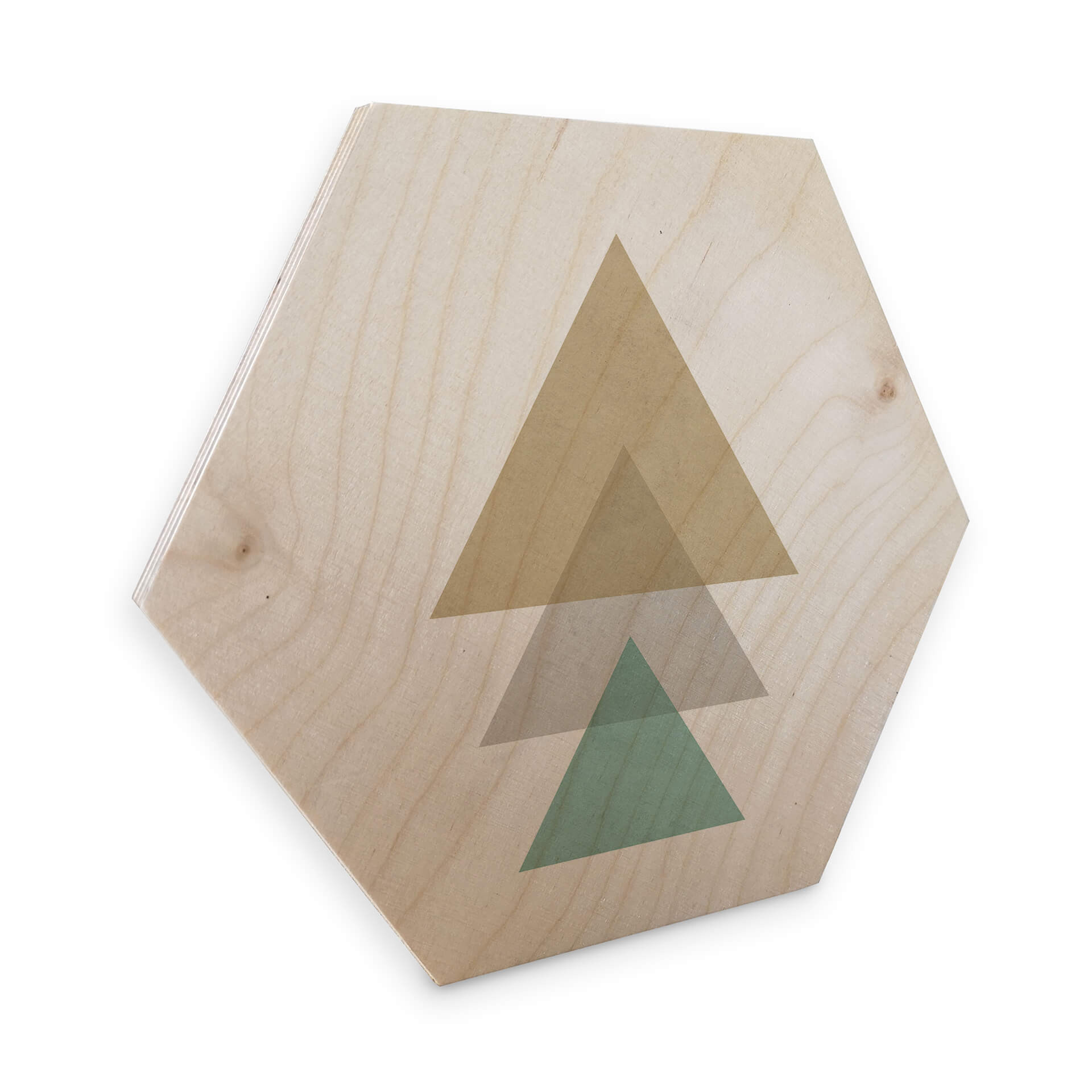 Hexagone - Placage bois de bouleau - Nouveauprints - Triangles aqua