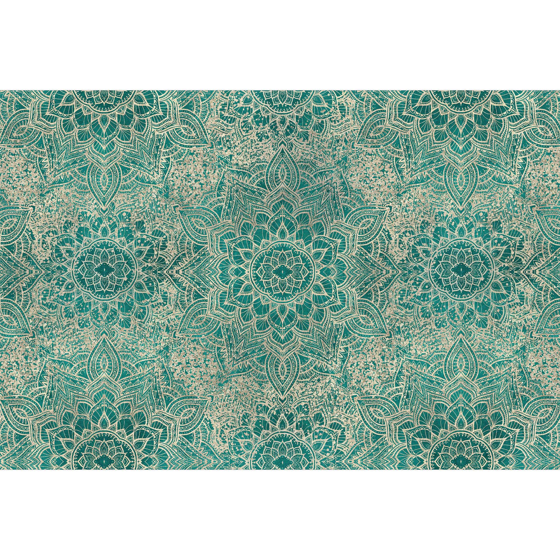Ornamenten Mandala Boho Goudgroene Fotobehang - Bloomery Decor