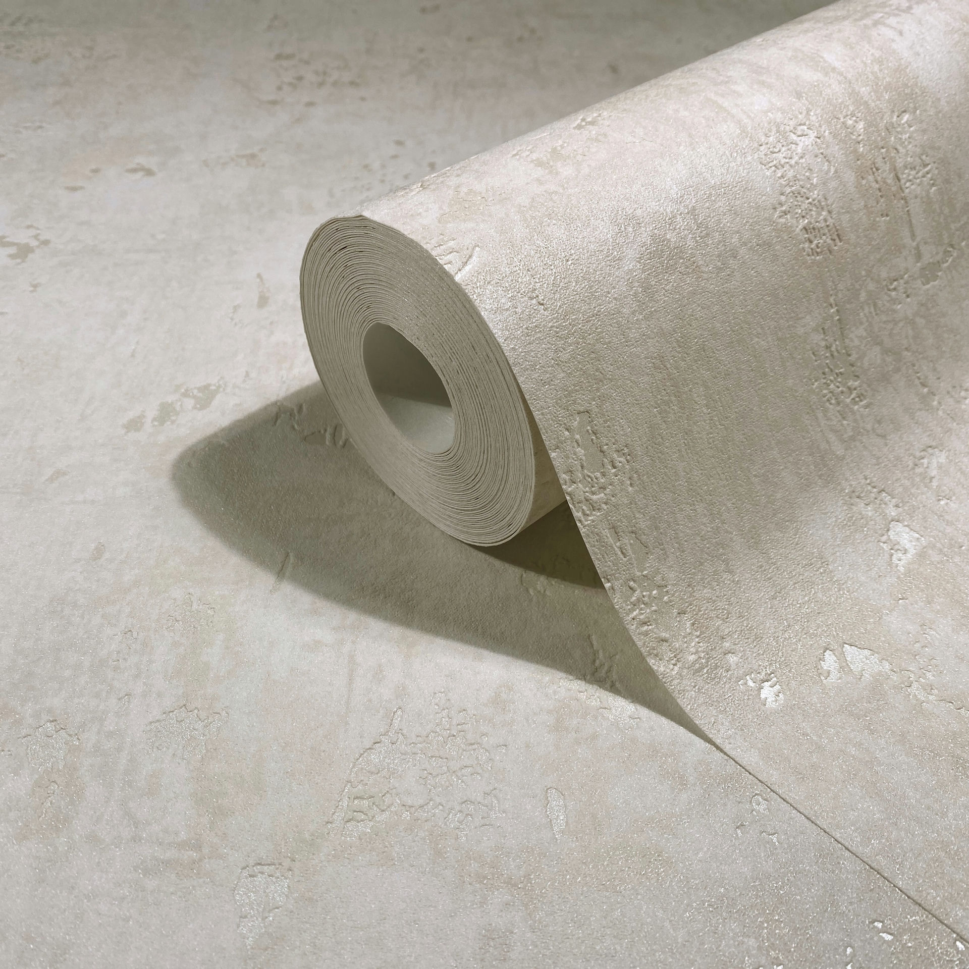 Vliesbehang beton, effen gipslook in beige