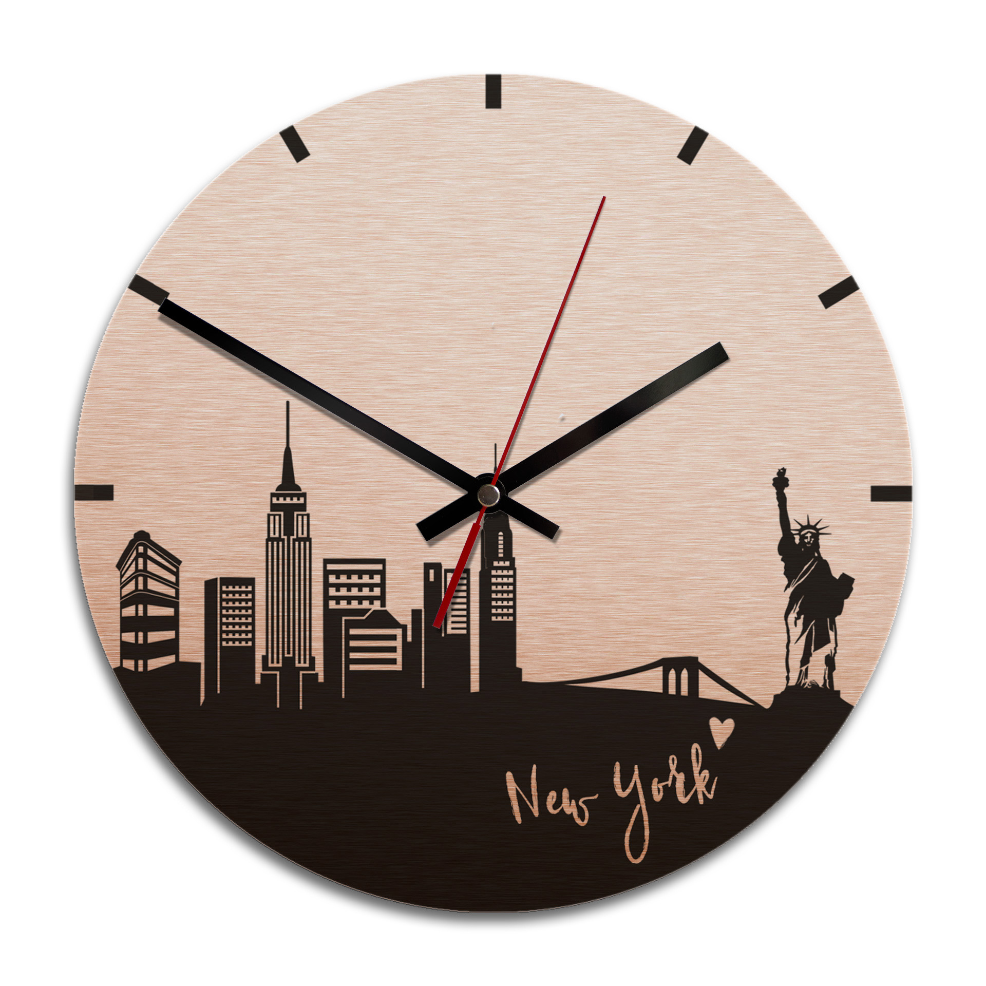Wandklok Alu-Dibond met Kopereffect Skyline New York