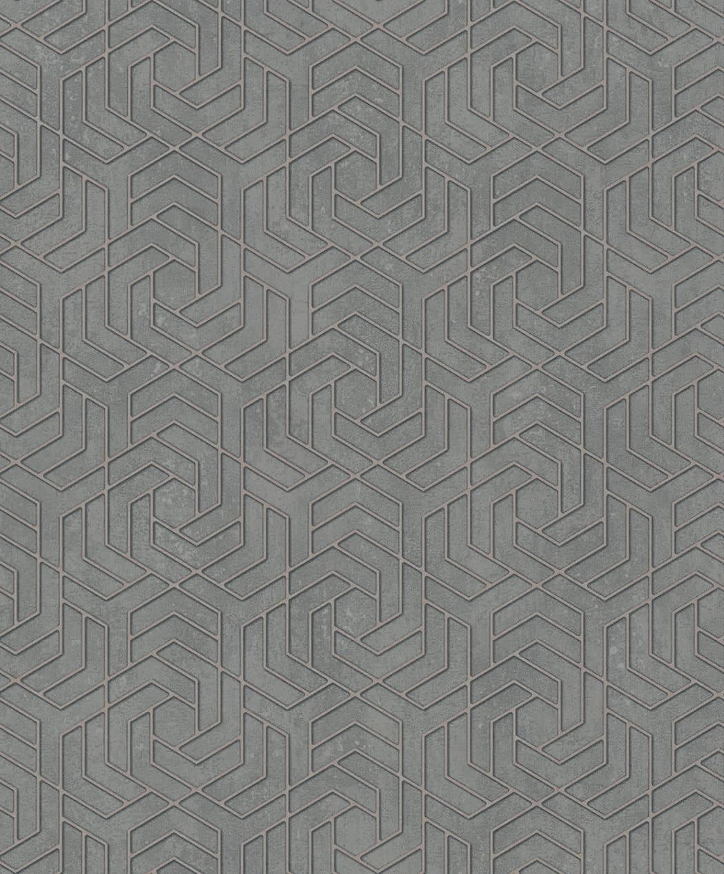 vliesbehang in 3D look grijs grafisch