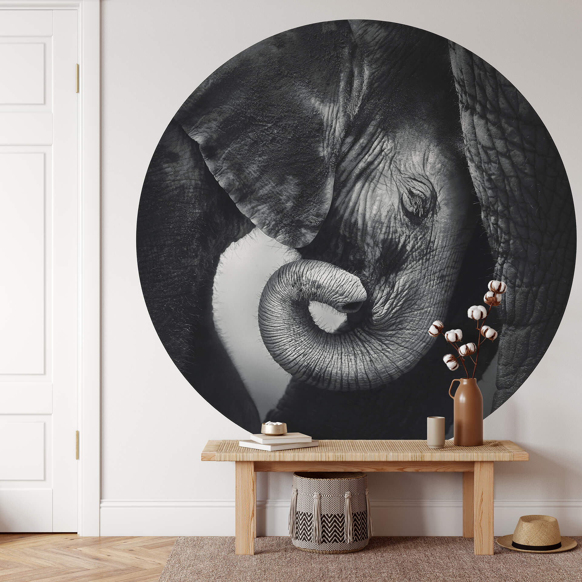Behangcirkel Jonge Olifant - vliesbehang/zelfklevend vliesbehang