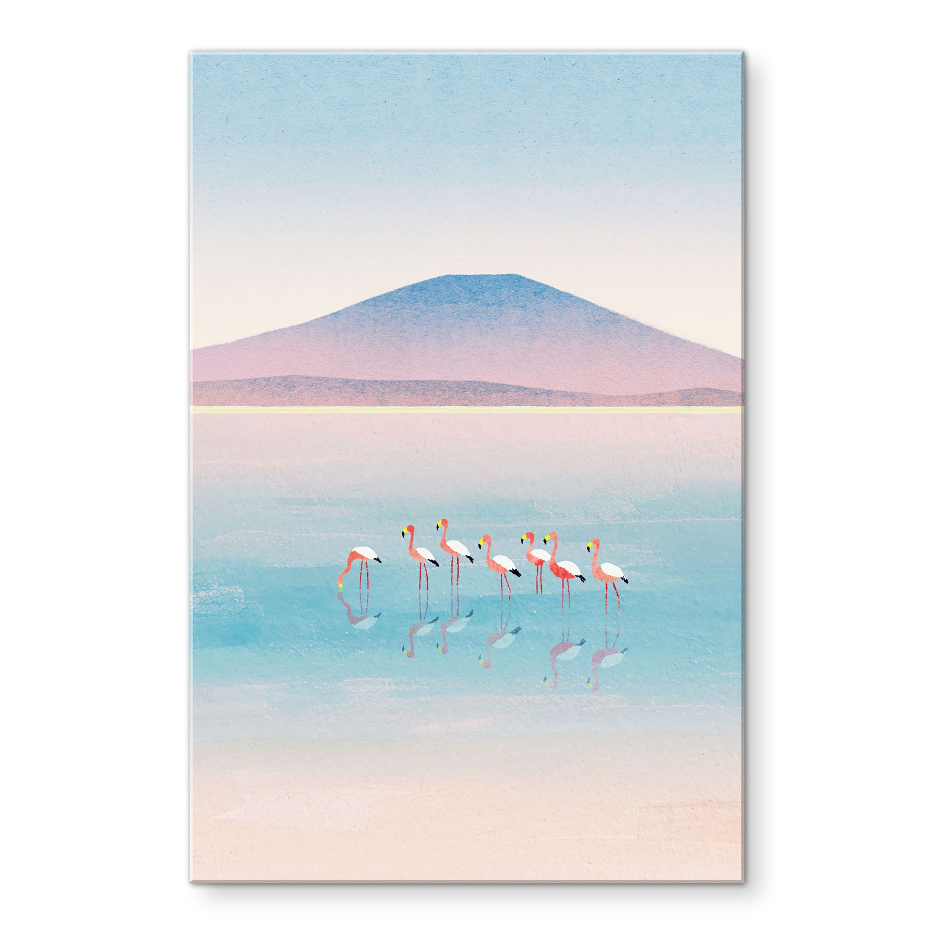 Akrylbillede Pastelfarvet sø med flamingoer - Rivers