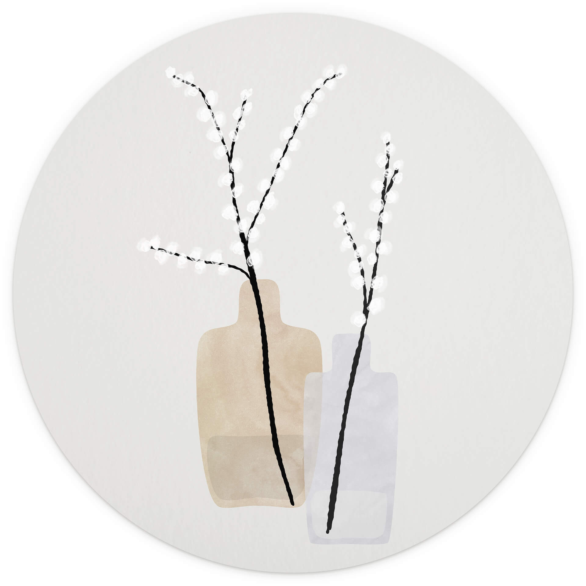 Behangcirkel Blursbyai - Lonely Flowers - vliesbehang/zelfklevend vliesbehang