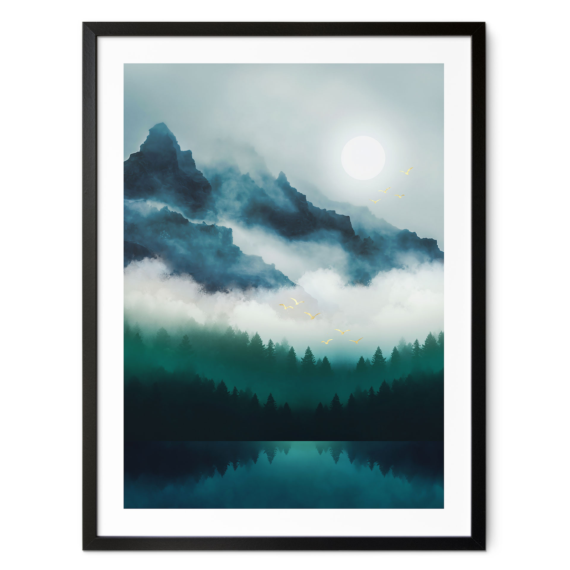 Plakat z mglistym krajobrazem nocą - SpaceFrog Designs