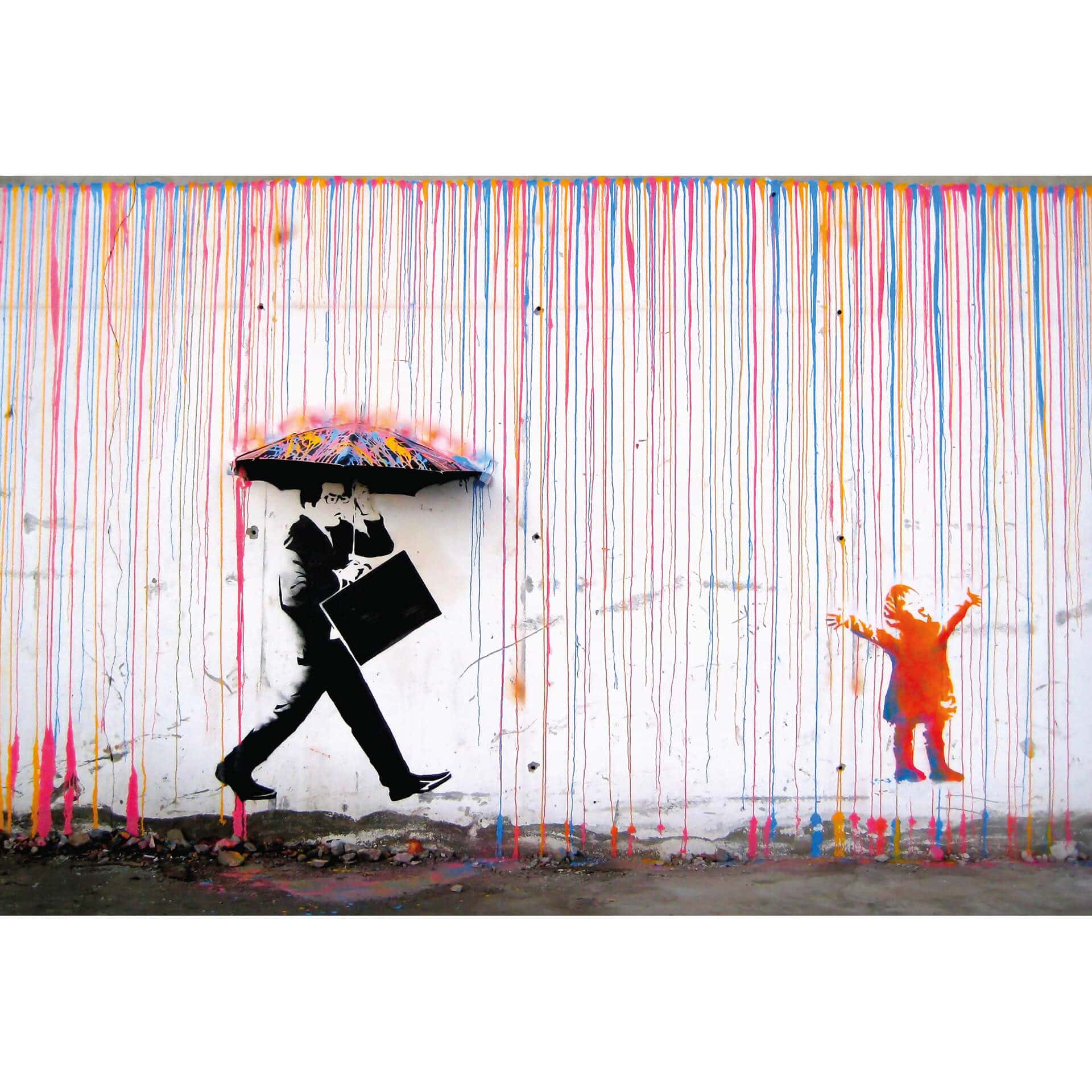 Fotobehang Banksy - Coloured Rain