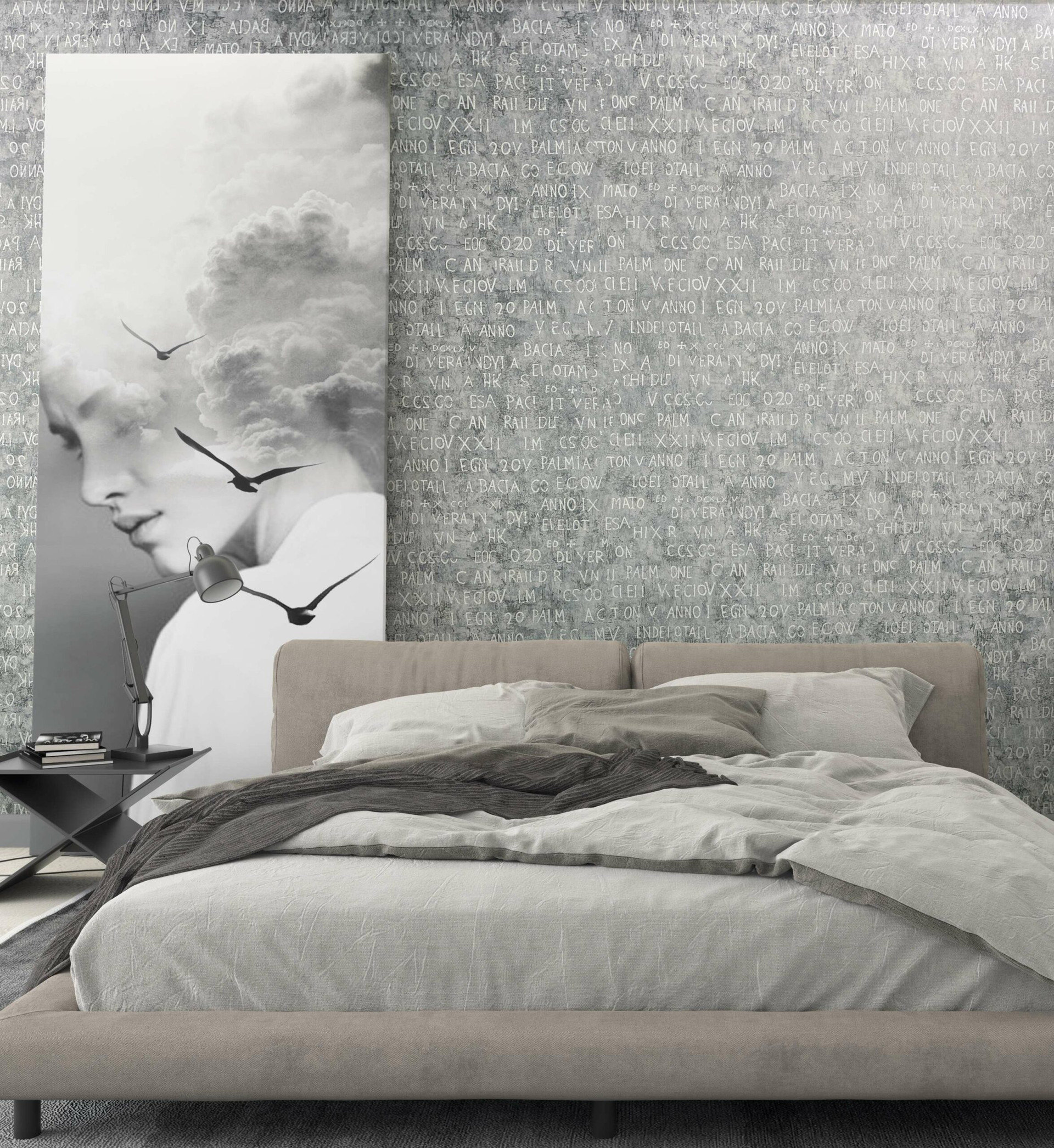 grafisch behang, vliesbehang Novamur Jackie grijs