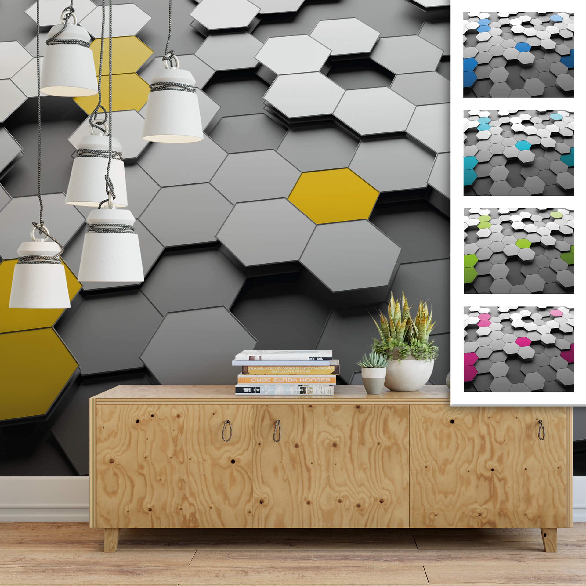 Fotobehang – Hexagon 2 kleurig