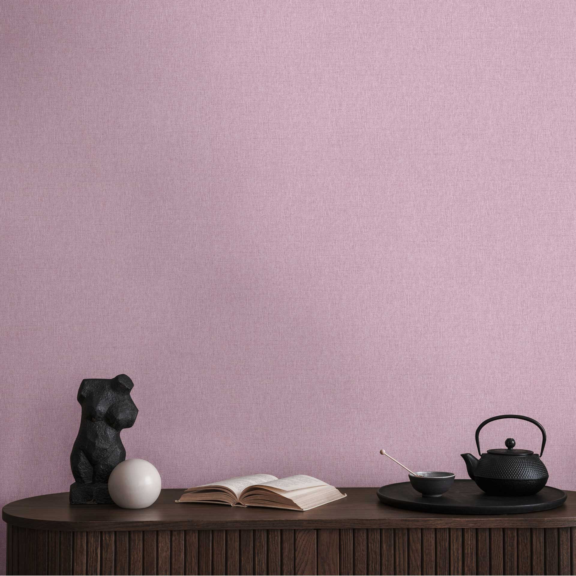 Enkel behangpapier met textielstructuur in roze - modern Vliesbehang