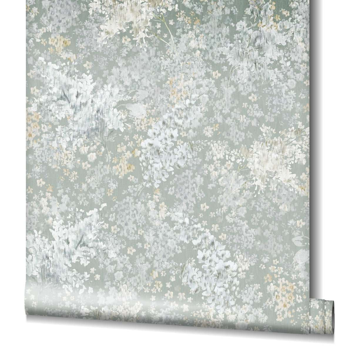 Behang, vlies bloemen behang Flora grijs, wit