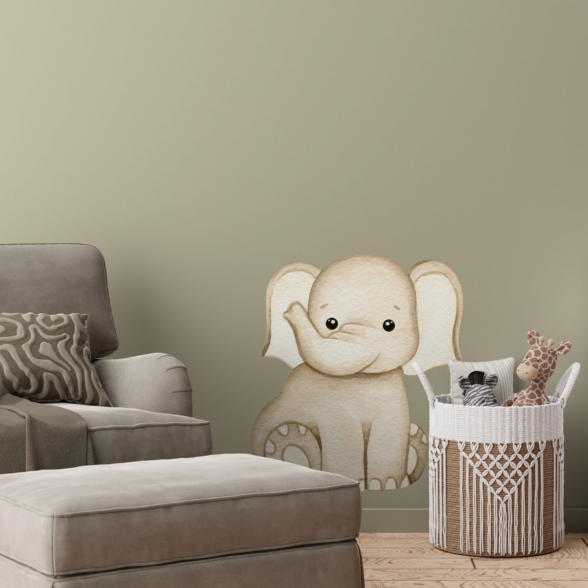Wandtattoo Sitzender Elefant