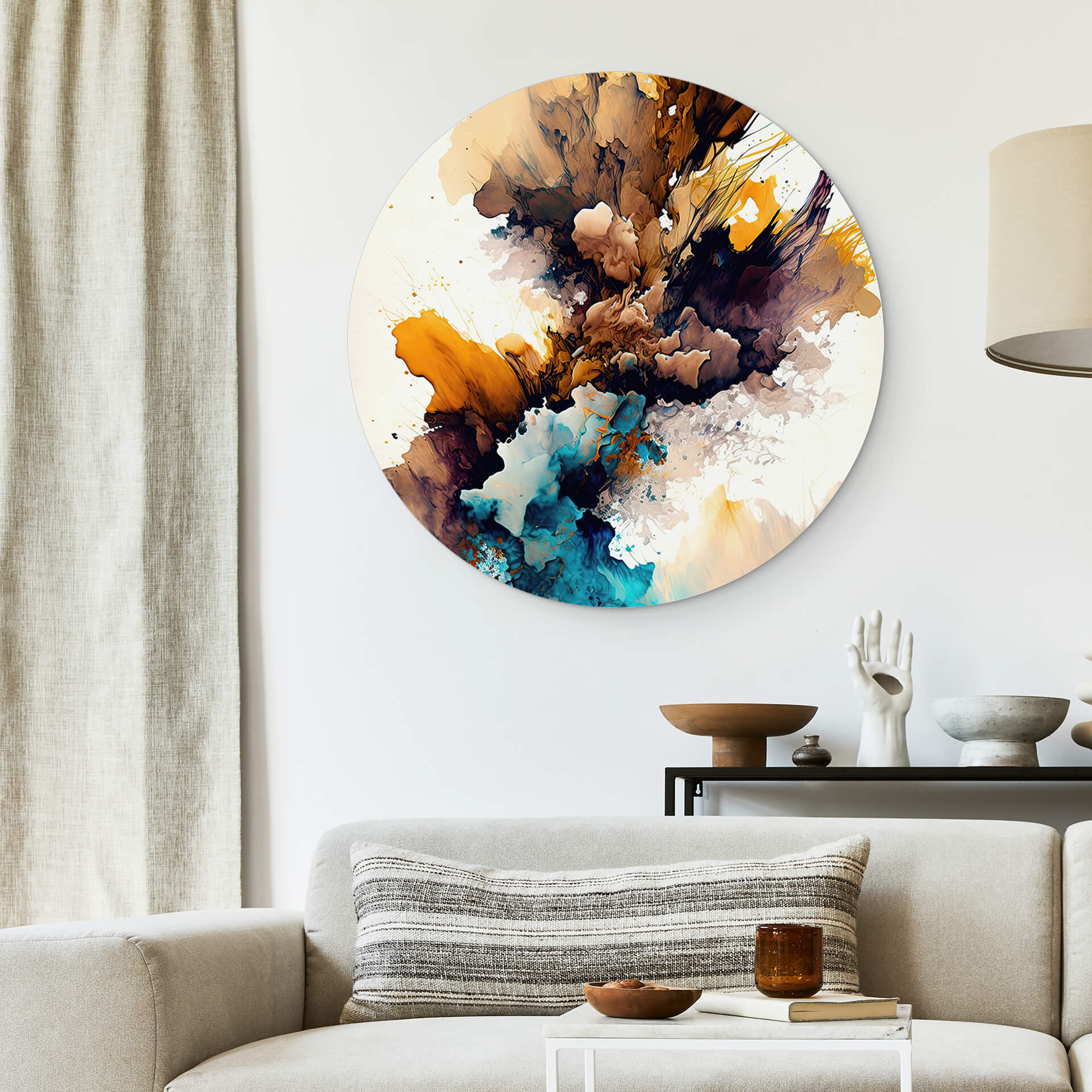 Tableau sur alu-Dibond rond Mauro - Une explosion de couleurs en automne