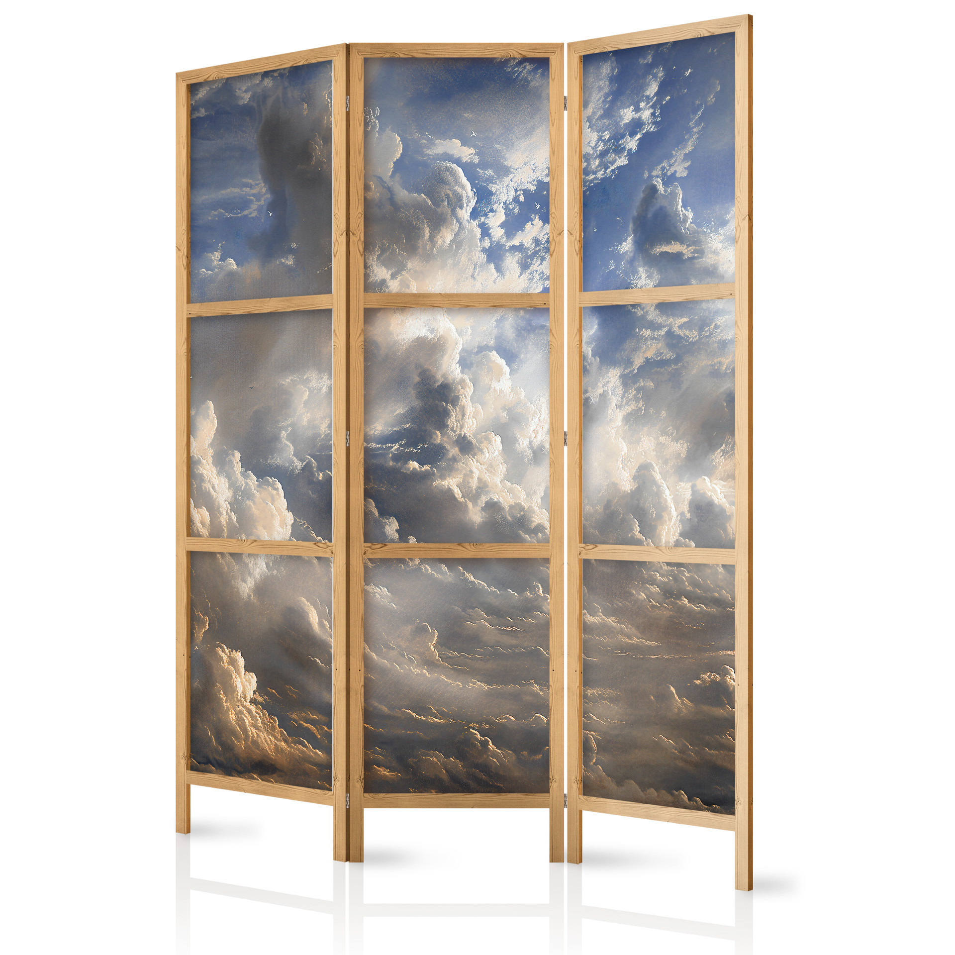 Japanischer Paravent, Raumteiler freistehend, Trennwand - Golden Reflections on Clouds Foretelling D