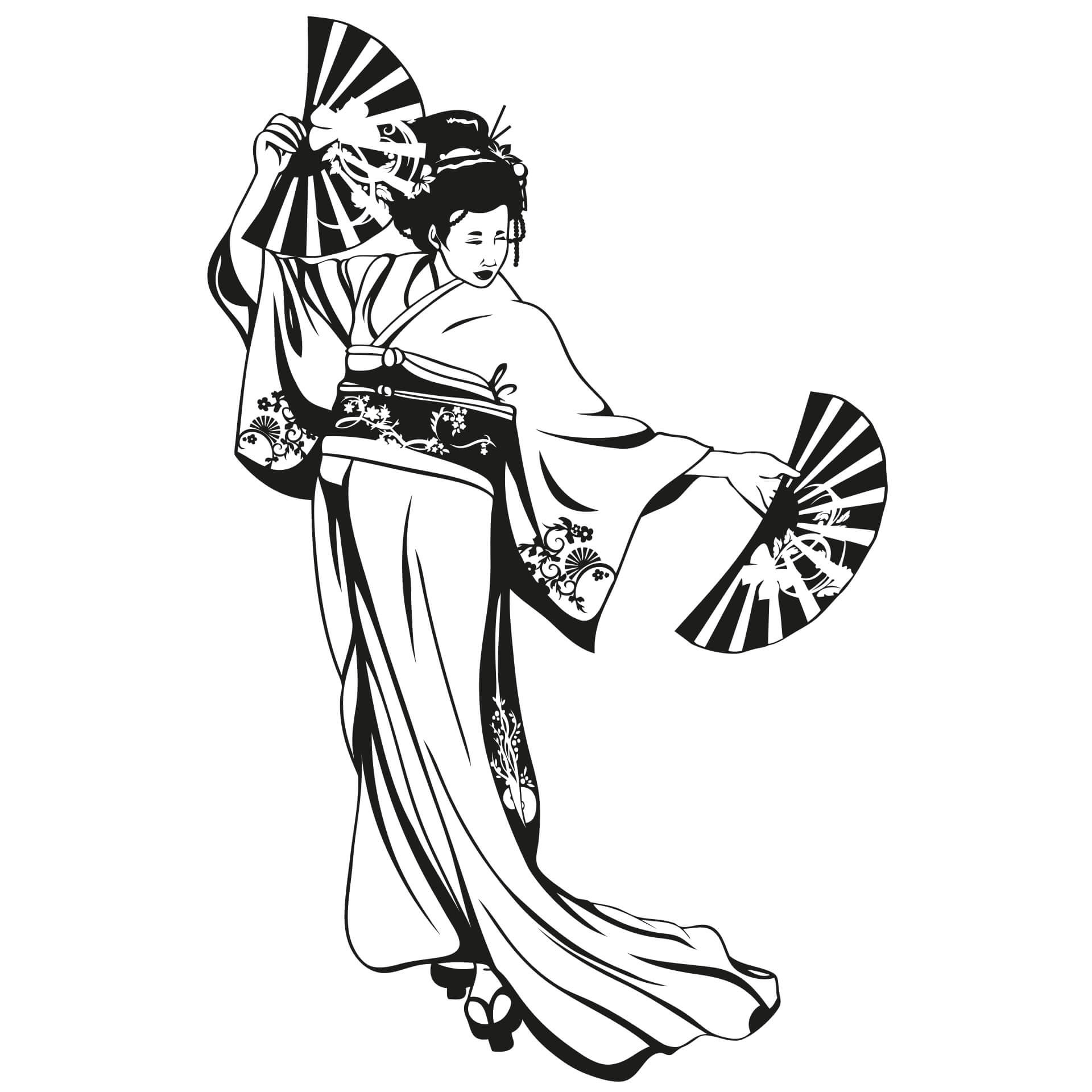 Wallsticker Geisha viftedans