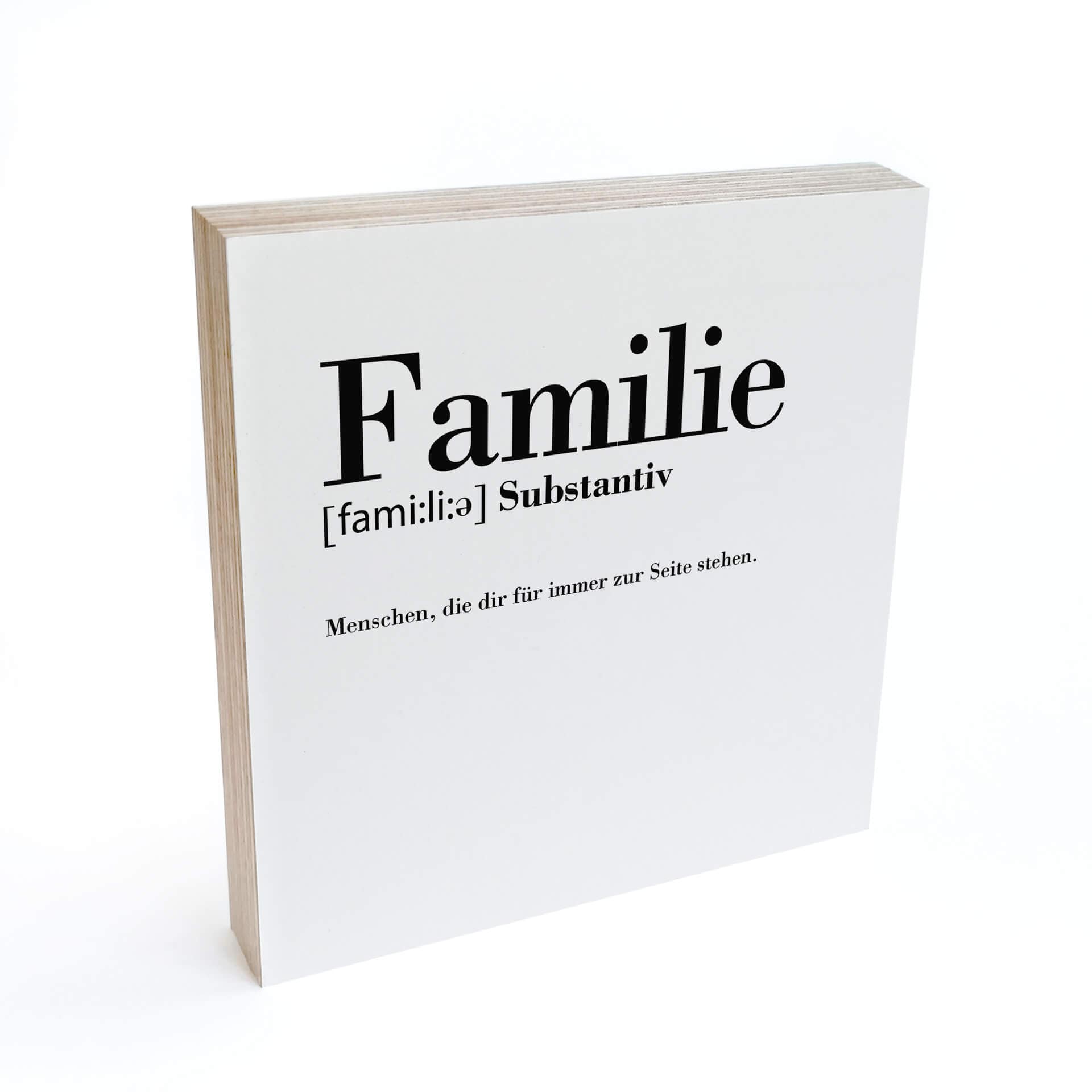 Holzbild zum Hinstellen - Grammatik - Familie - 15x15 cm
