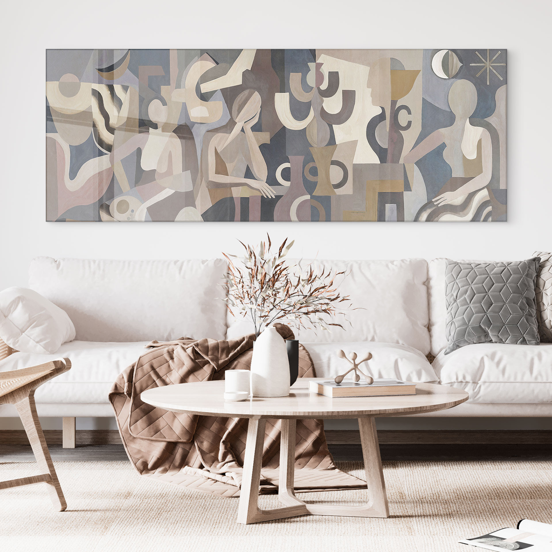 Tableau en Verre Acrylique Lunar Silence - Figures Cubistes - Sir Edward x Grigory Gladarev - Panorama