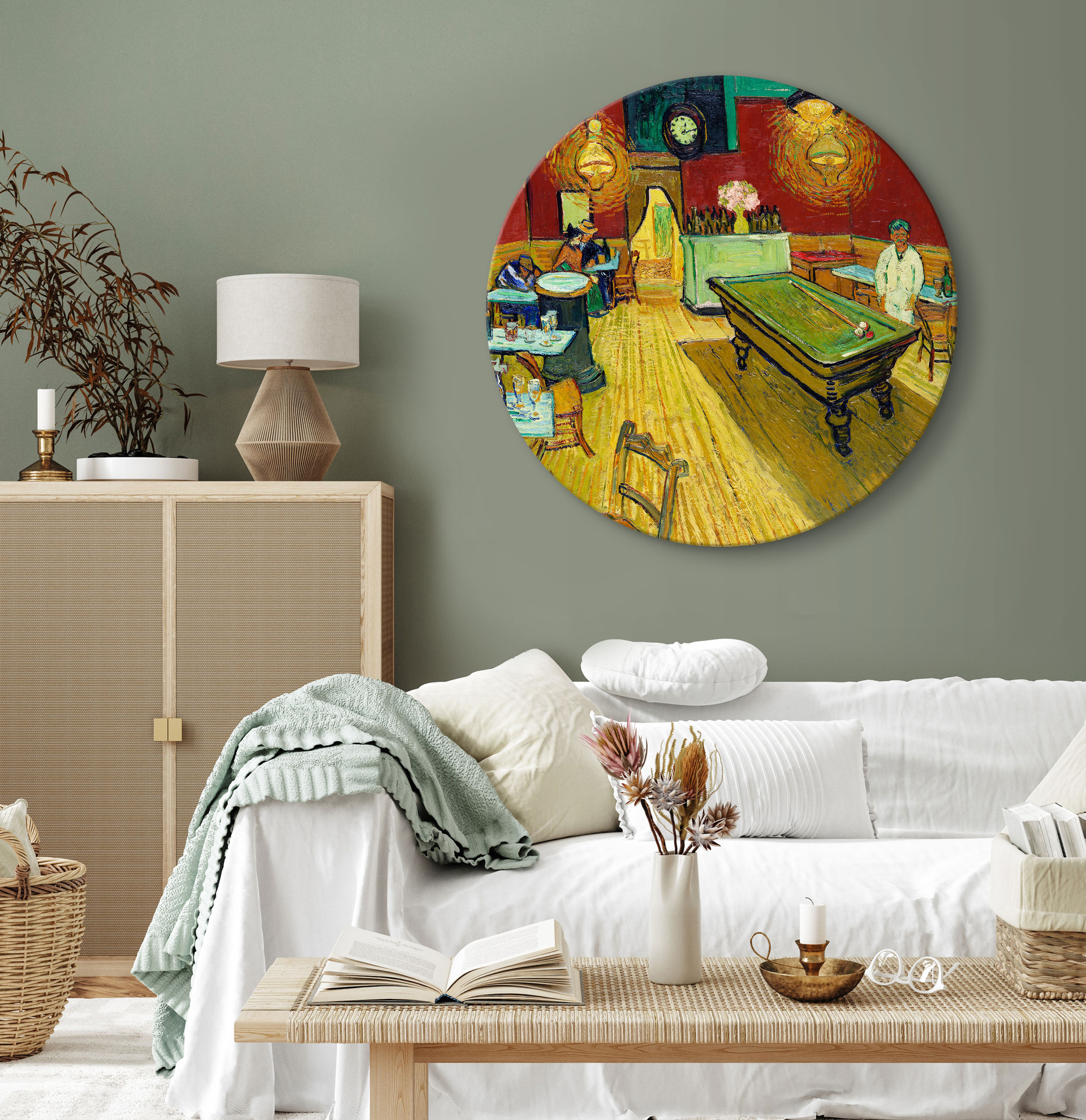 Rundes Leinwandbild van Gogh - Das Nachtcafé
