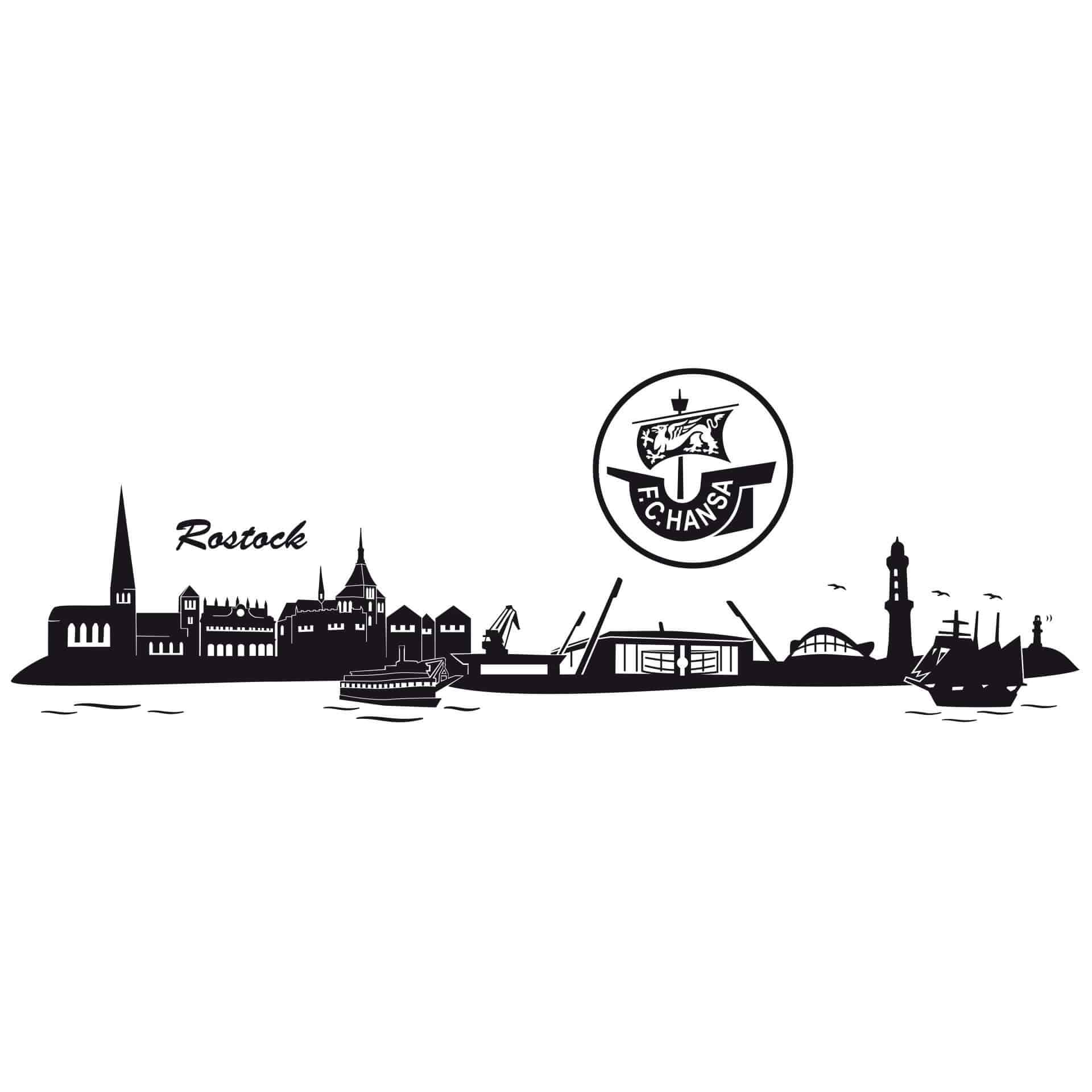 Wandtattoo Hansa Rostock Skyline - Logo einfarbig