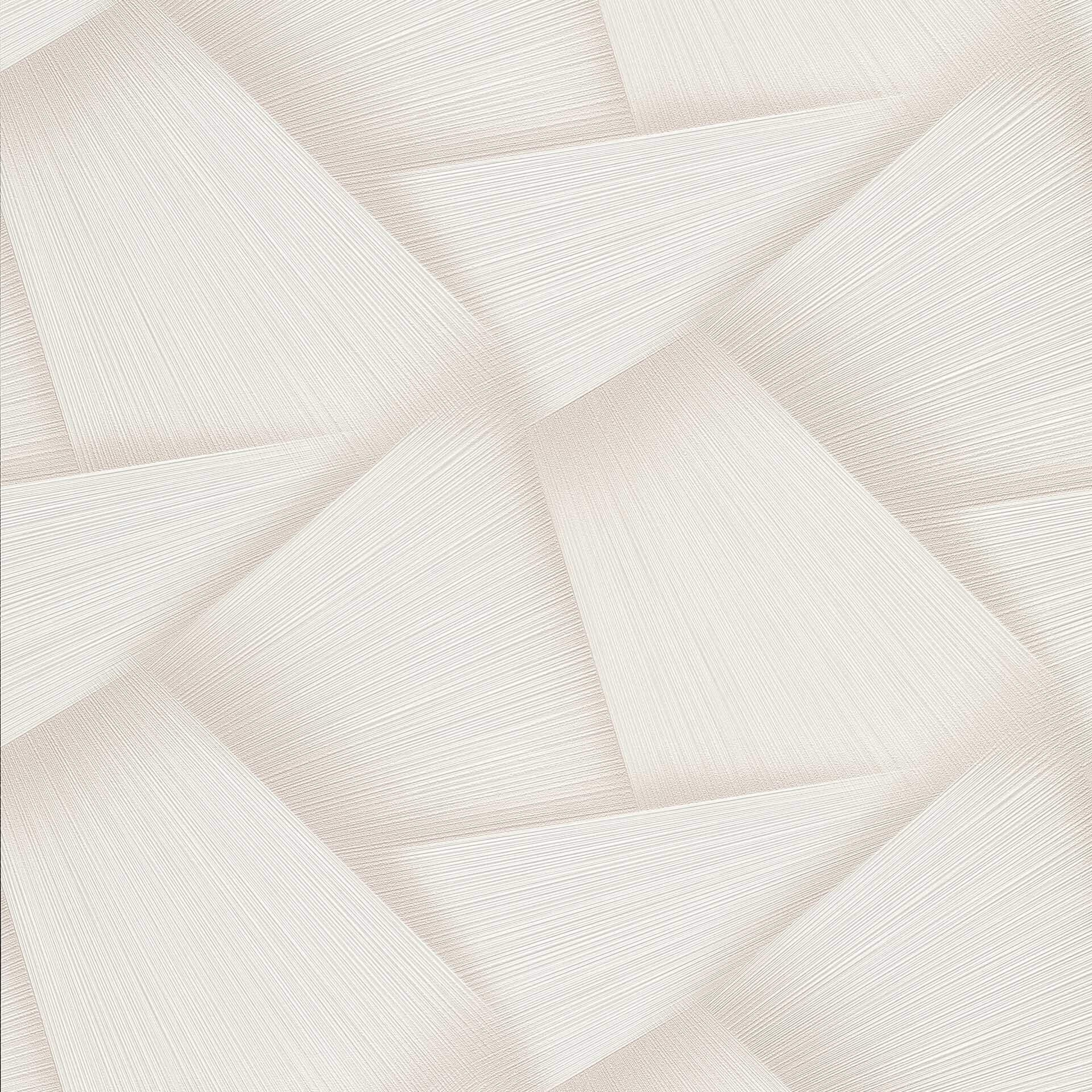 Vliesbehang met geometrische vormen en metallic effect in crème