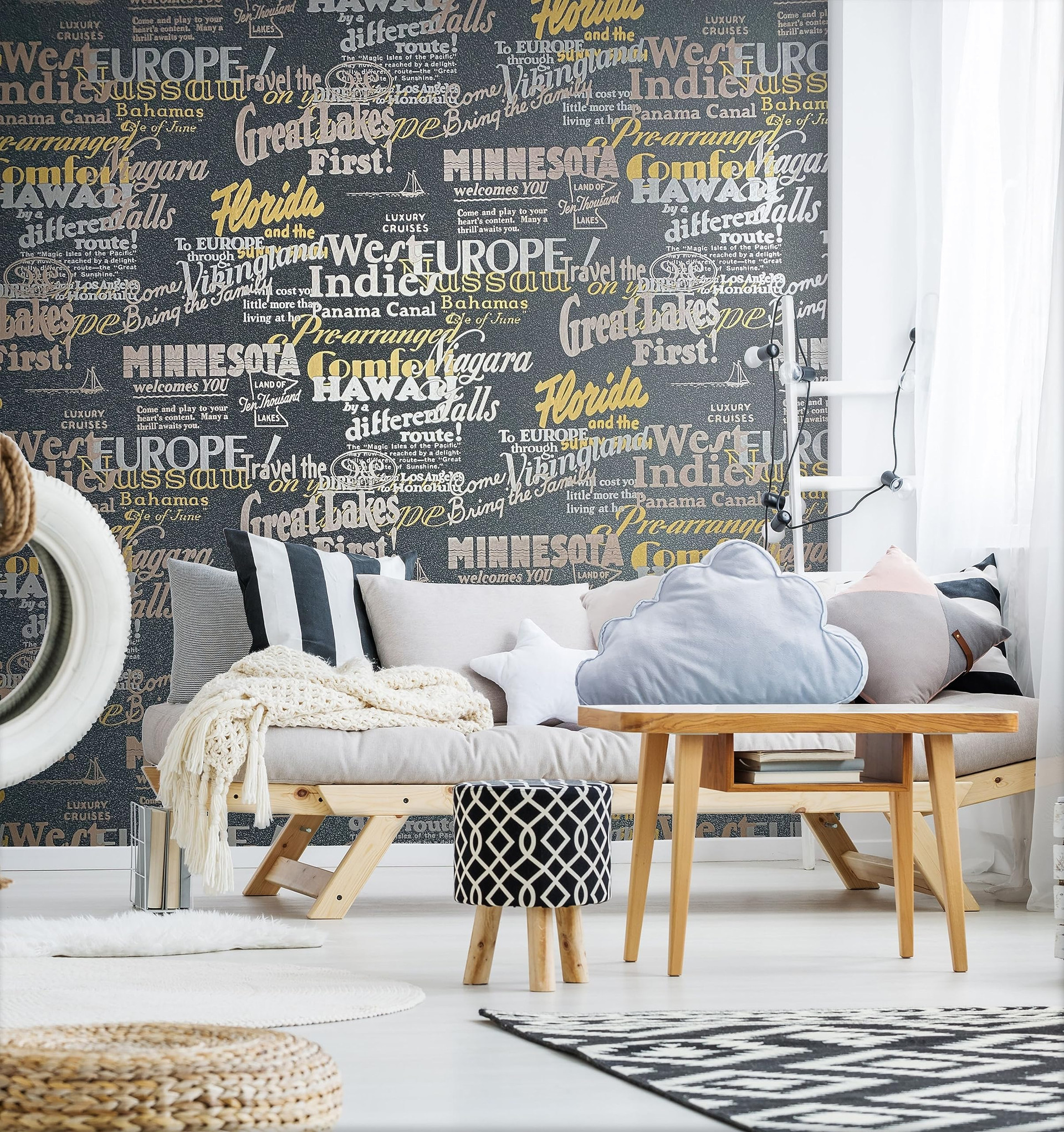 grafisch behang, vliesbehang Novamur Yvi zwart