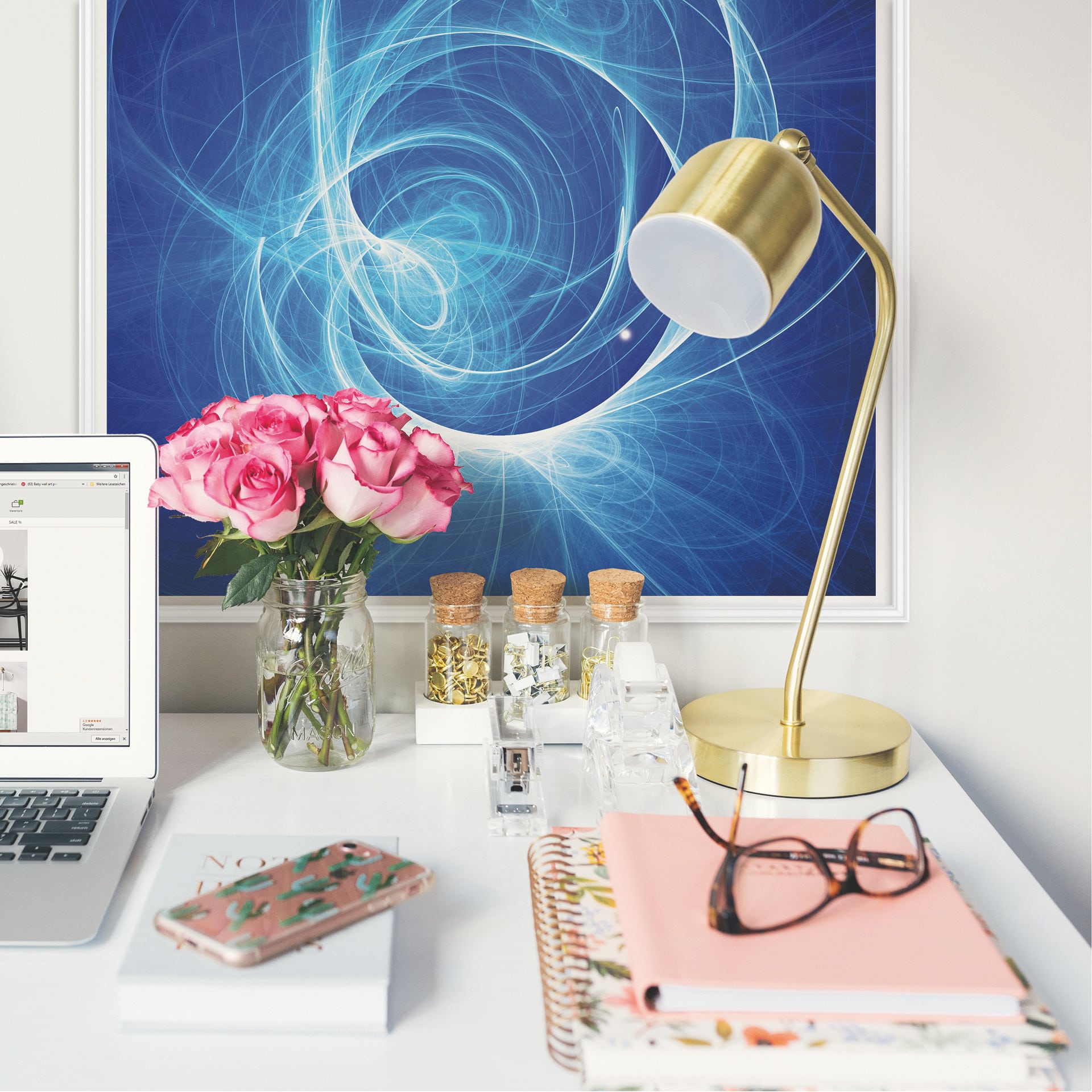 Poster autocollant - W - Rayon Tourbillon Bleu