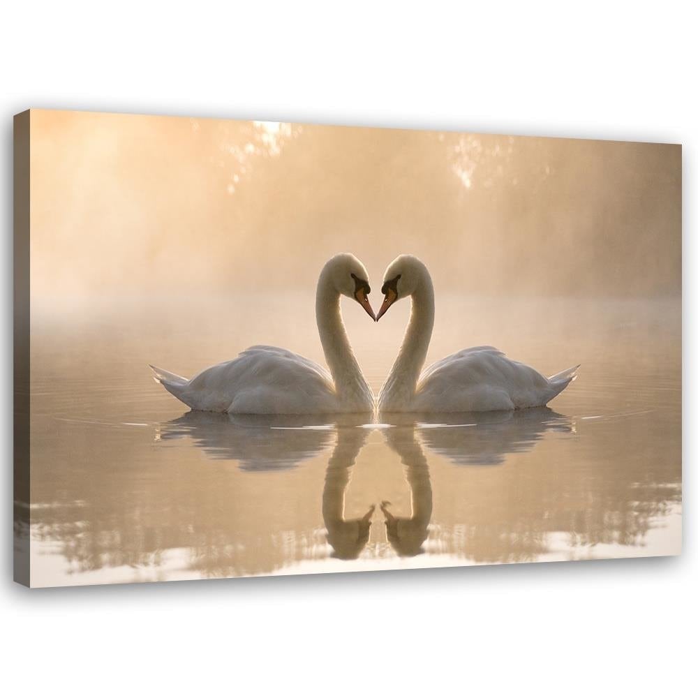 Canvasbillede, Svaner på en dam
