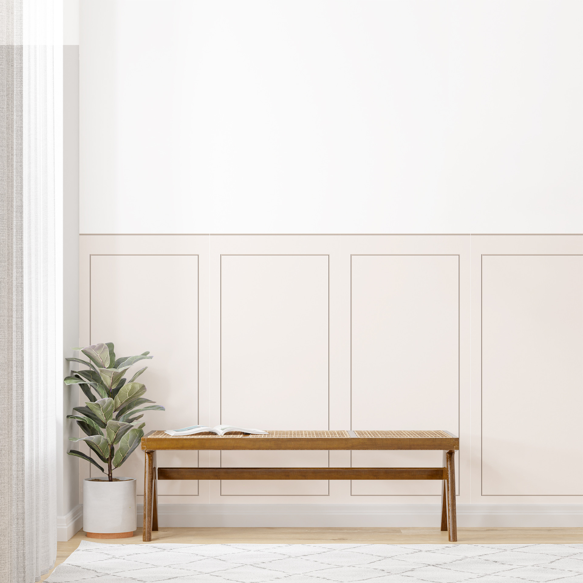 Wandpanelen Wandbekleding beige met kader