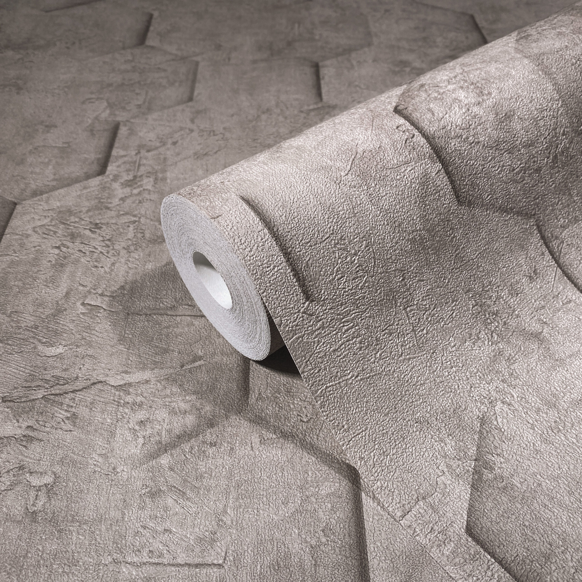 Vliesbehang met 3D honingraat patroon bruin grafisch