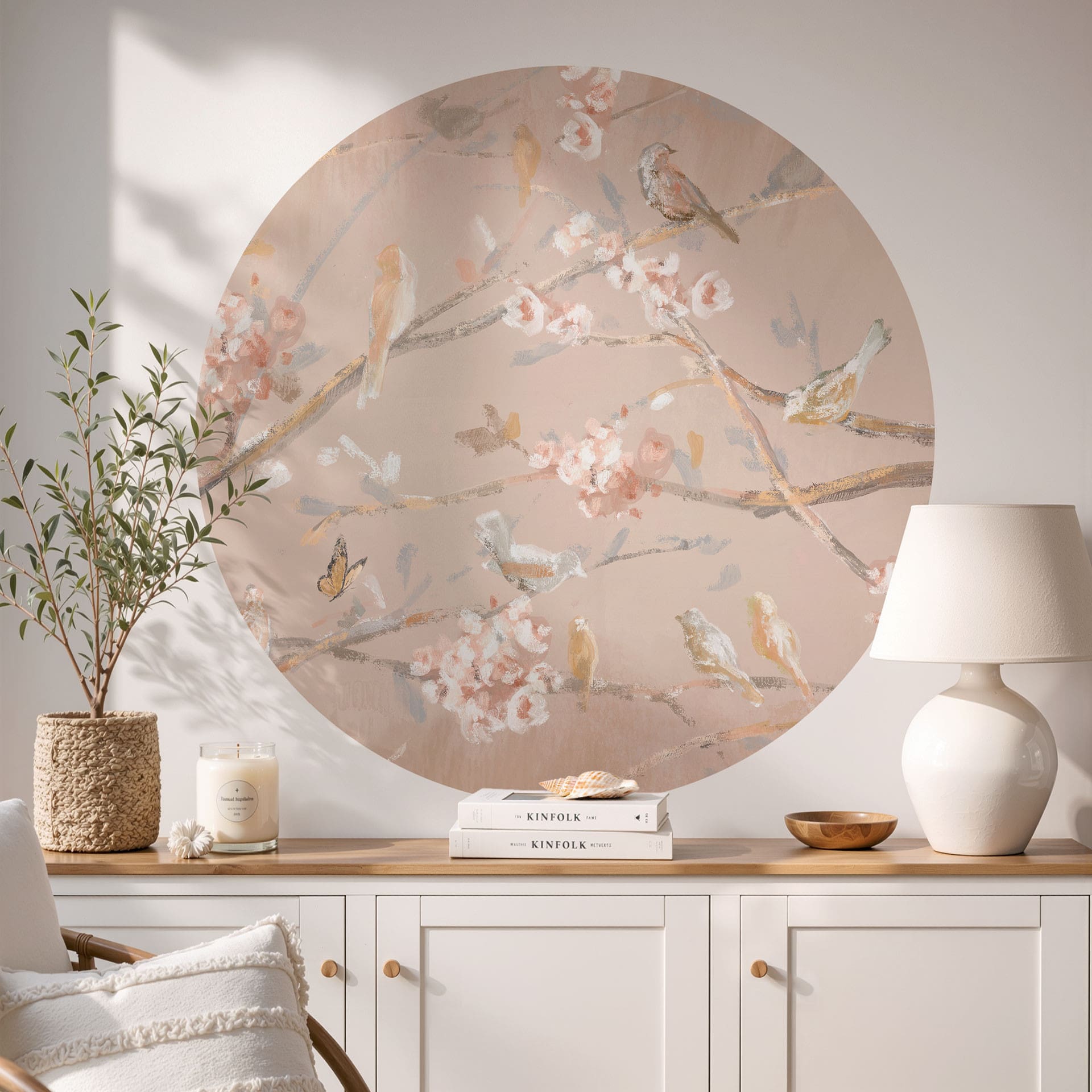 Wandtattoo Vögel auf Kirschblüten - Cheney - Rund