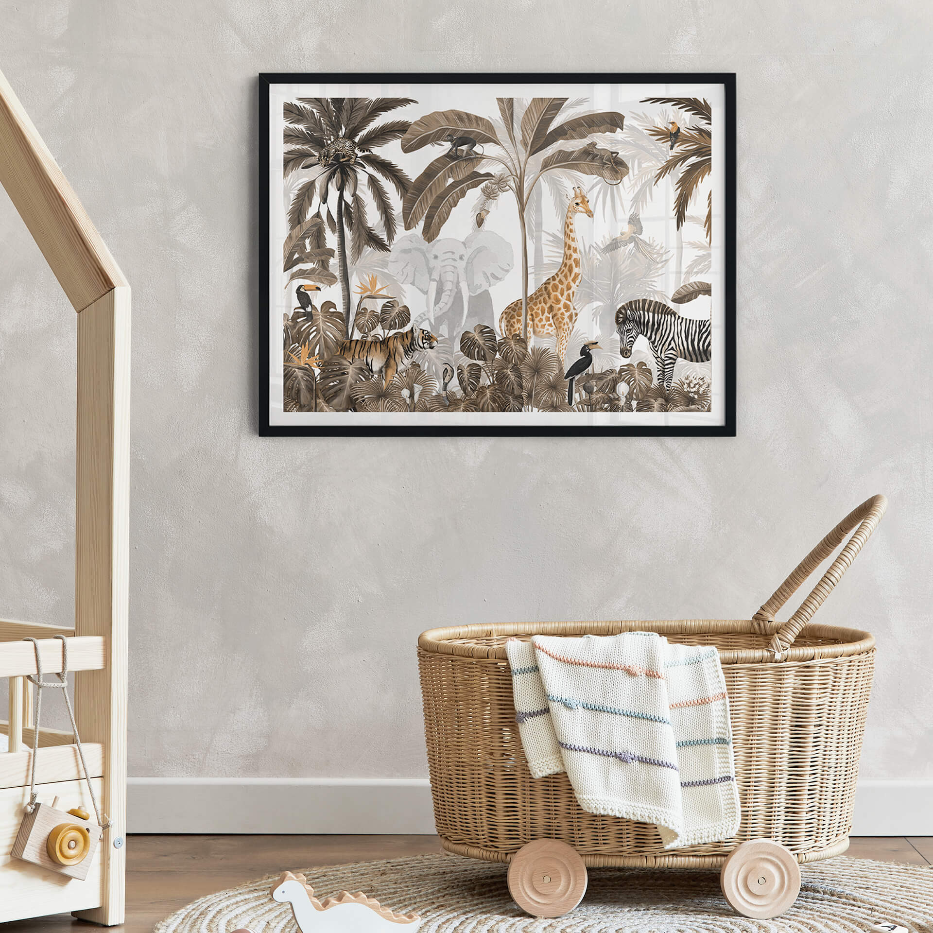 Plakat dziecięcy Kikki Belle - Jungle Jive - Sepia