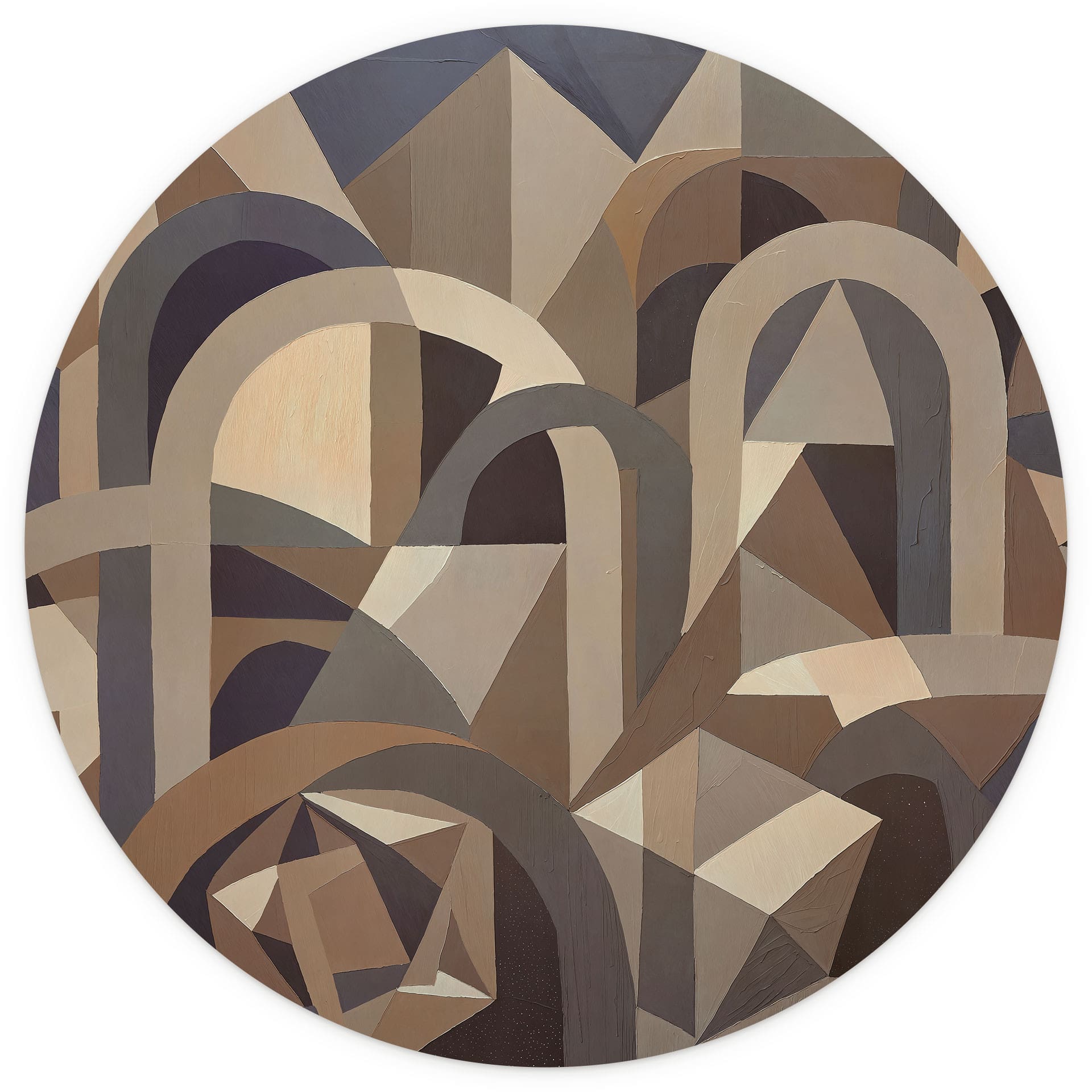 Fotobehang Silent Axis - Geometrische Architectuur - Sir Edward x Grigory Gladarev - Rond