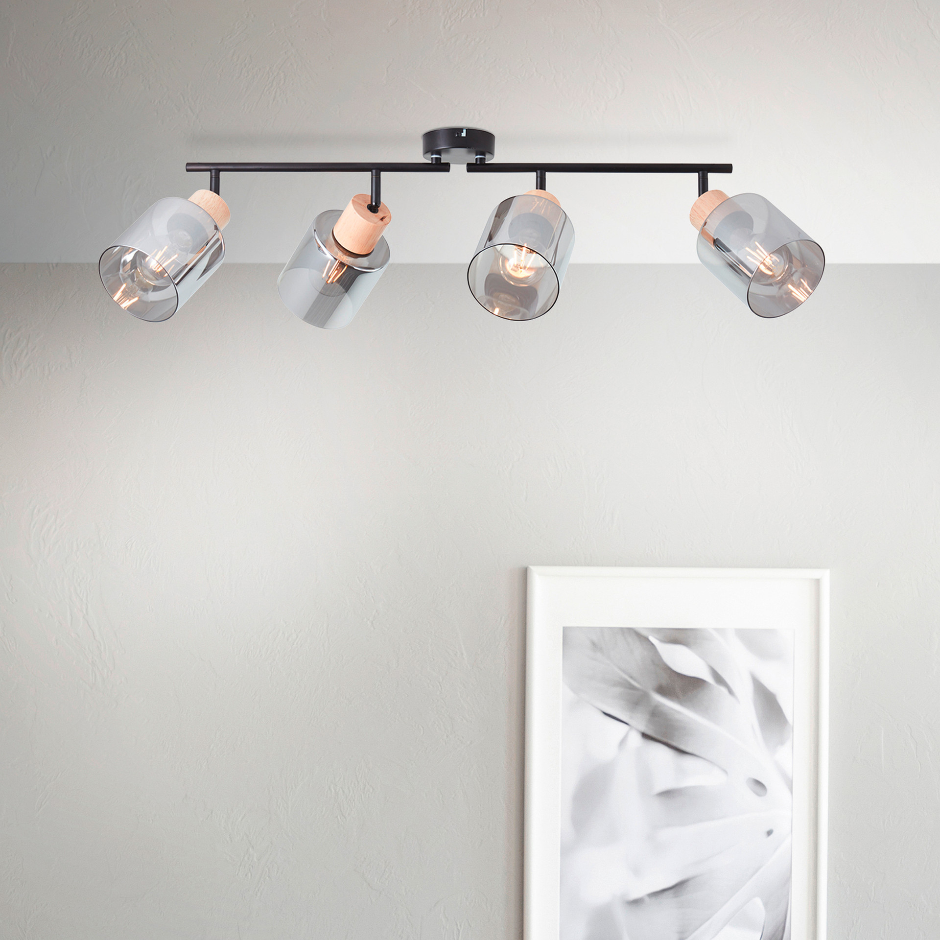 Spotrohr Tim, braun, 23 x 73 cm, Glas Lampe