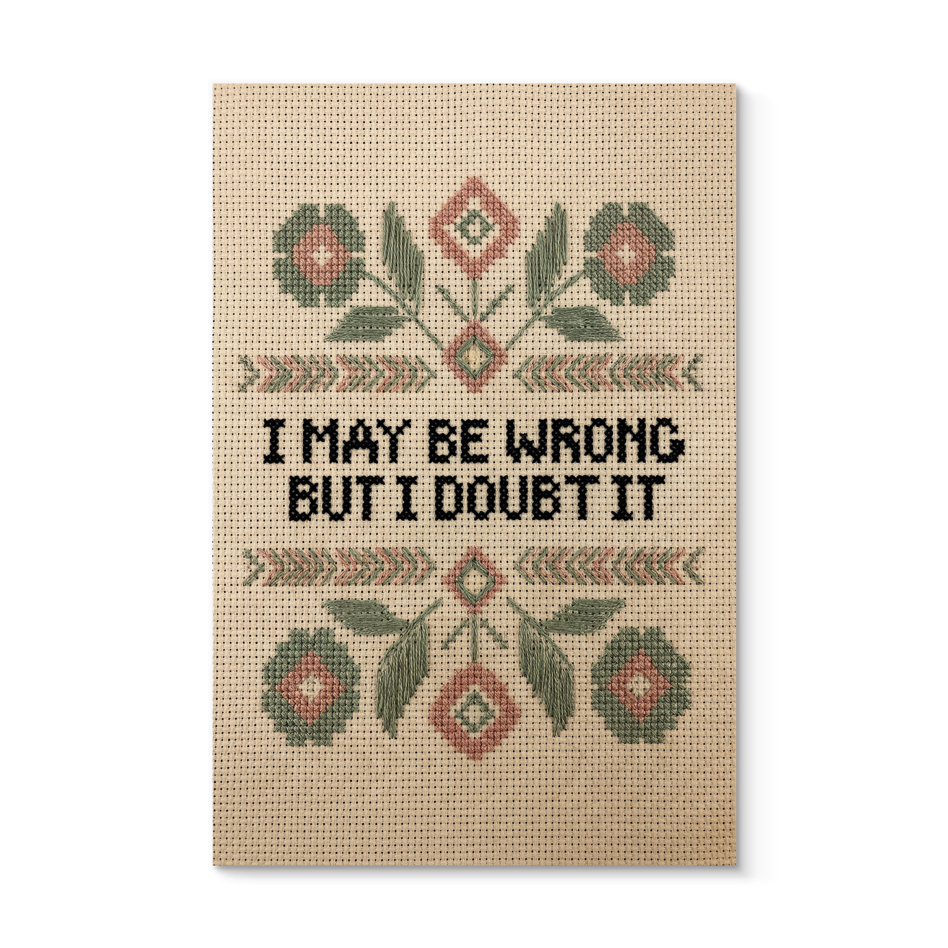 Holzbild I may be wrong mit Blumen Stickmuster - Magnusson