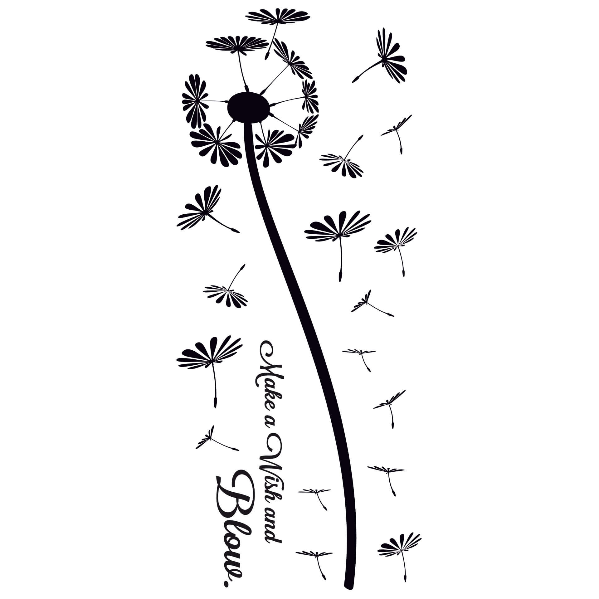 Wallstickers - Mælkebøtte - Make a wish and blow
