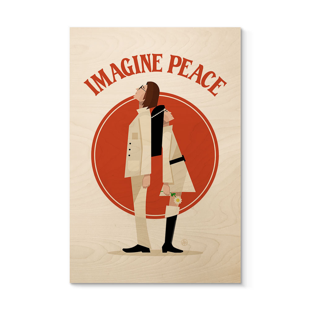 Plakat drewniany Imagine Peace - Dwa dla pokoju i nadziei - Retrodrome