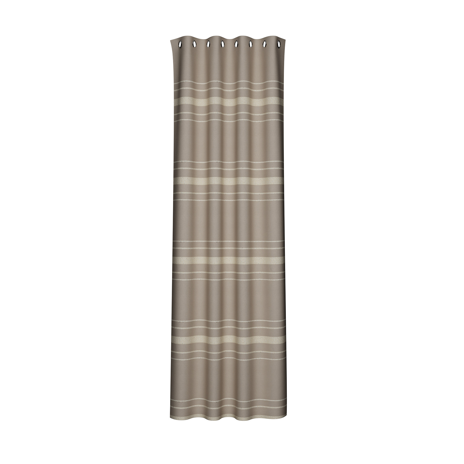 Ösenvorhang beige - Ösenschal mit Querstreifen - Gardine blickdicht