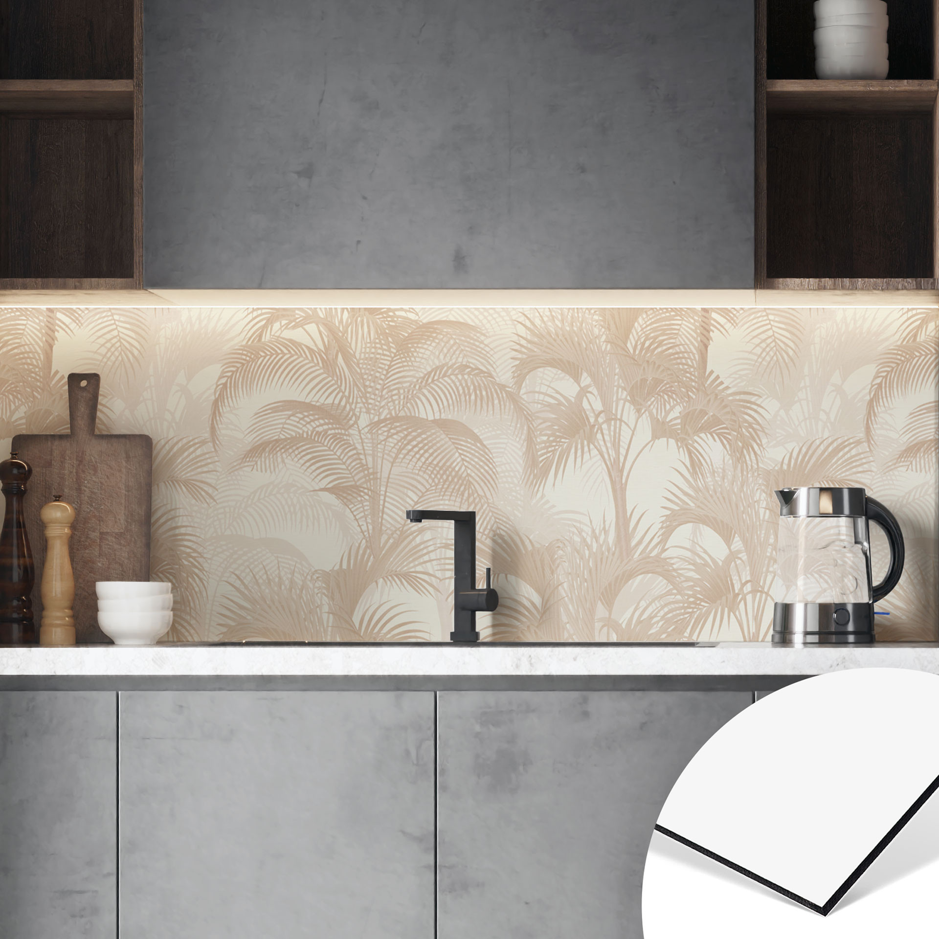Revêtement pour cuisine Palmiers dans la jungle Beige - Bloomery Decor