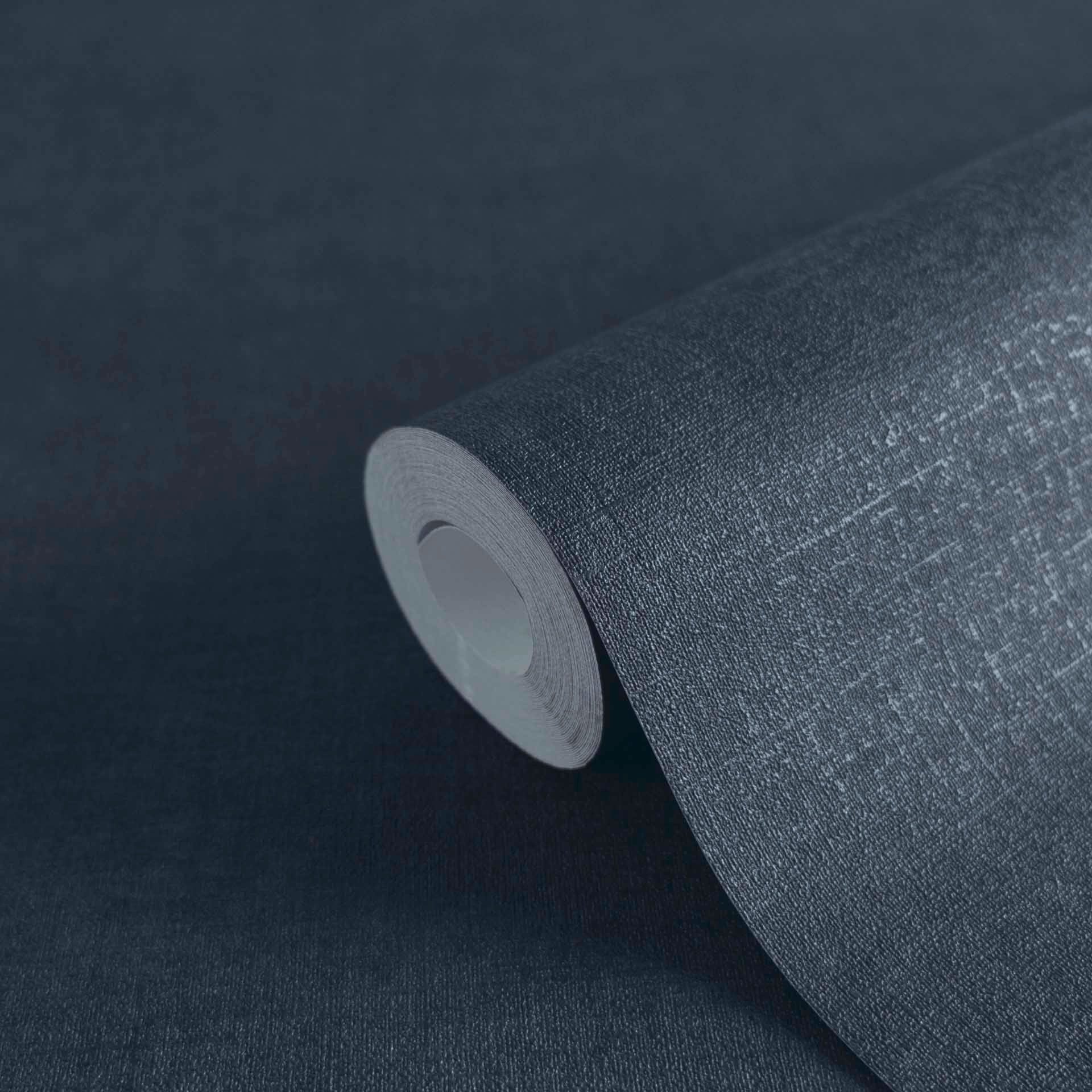 Teksturowana tapeta o ciemnoniebieskim, tekstylnym wyglądzie - Elegancka tapeta z włókniny - Nowocze