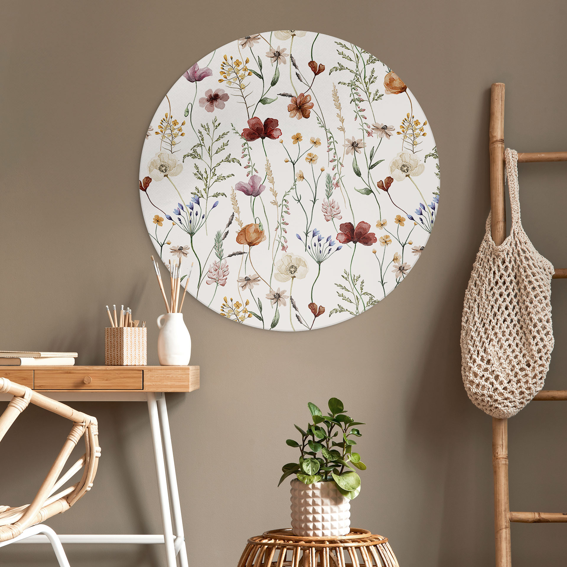 Dibond vægdekoration Farverige vilde blomster - UN Designs – print på aluminium (Alu-Dibond)