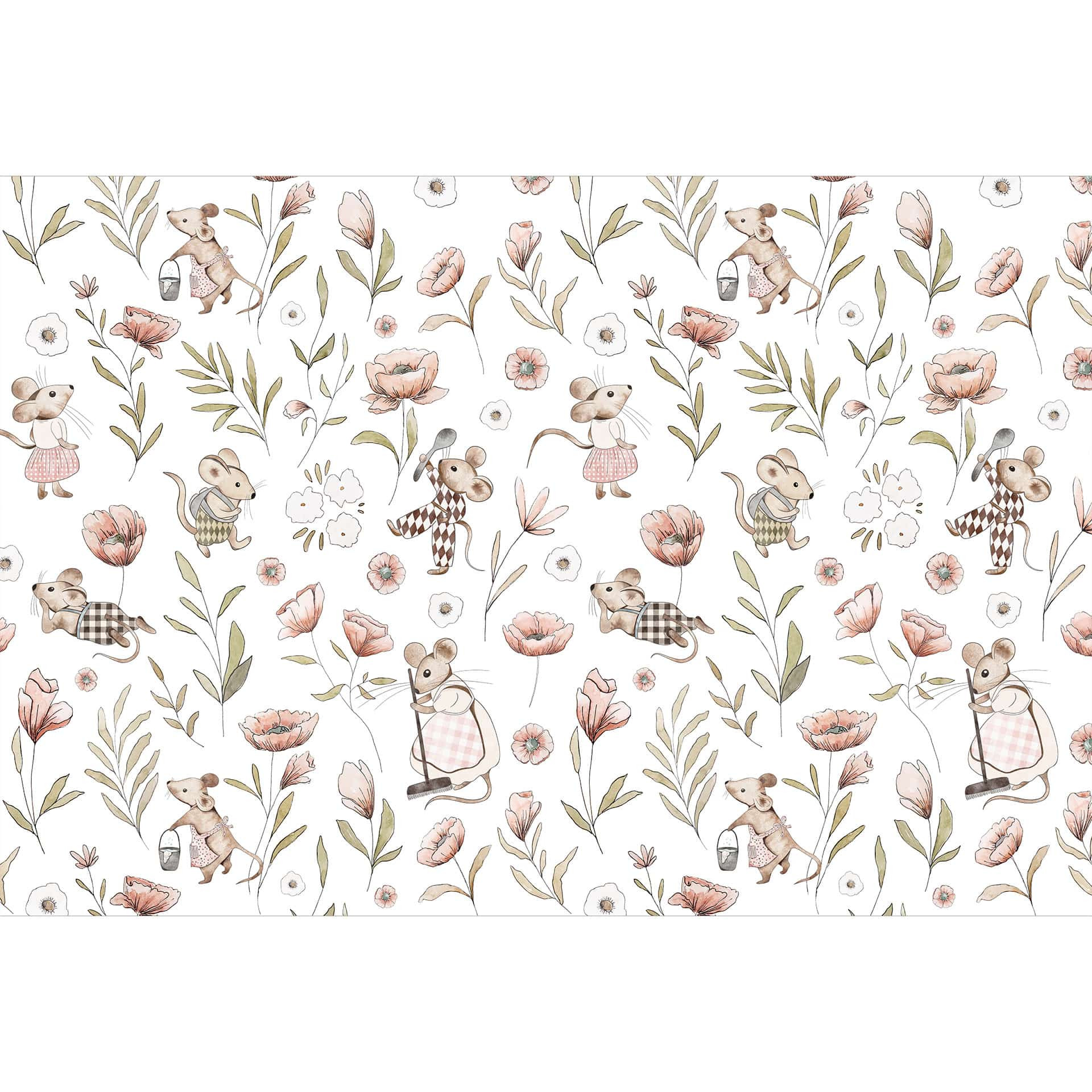 Vrolijke muizen in de wei wallpaper - Kikki Belle