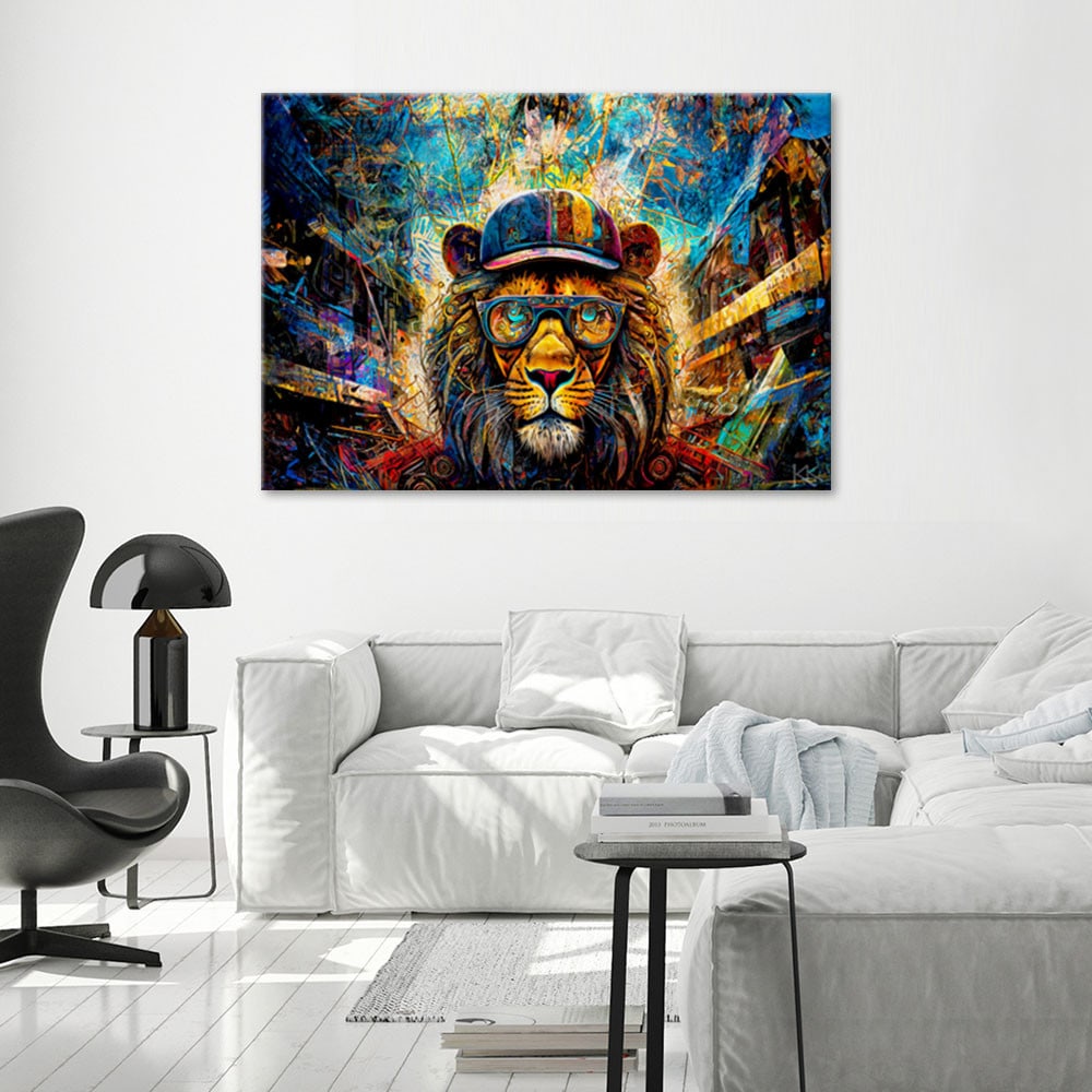 Canvasbillede, Farverige løvedyr