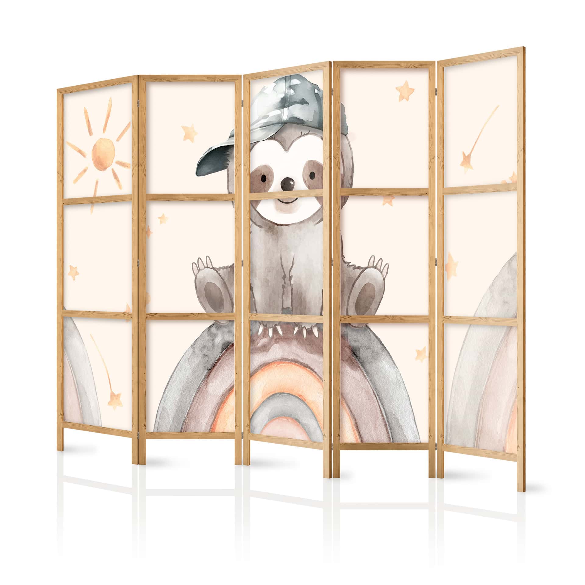 Japanischer Paravent, Raumteiler freistehend, Trennwand - Happy Sloth