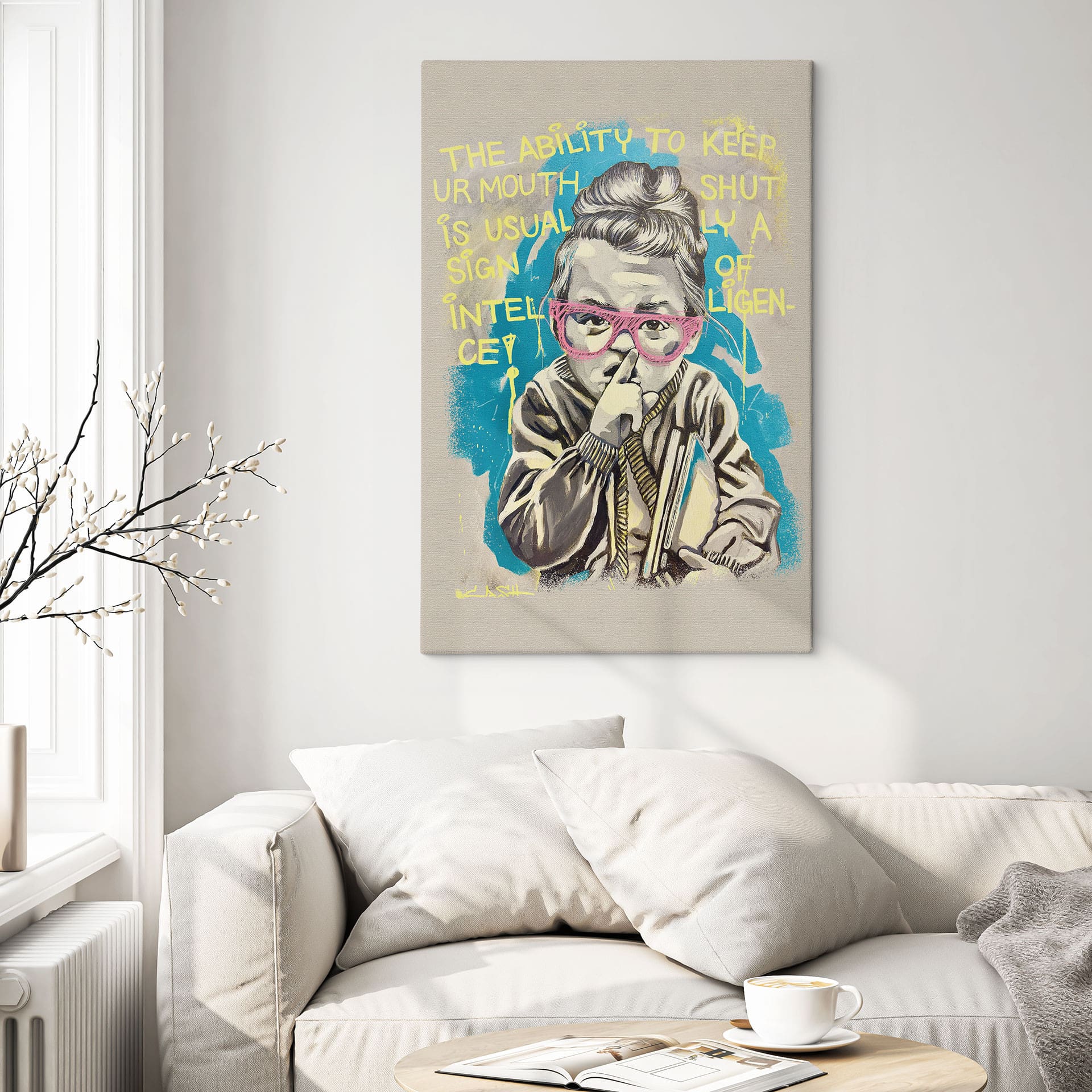 Leinwandbild Schweigen zeigt Intelligenz Pop Art - Habib - 20x30 cm